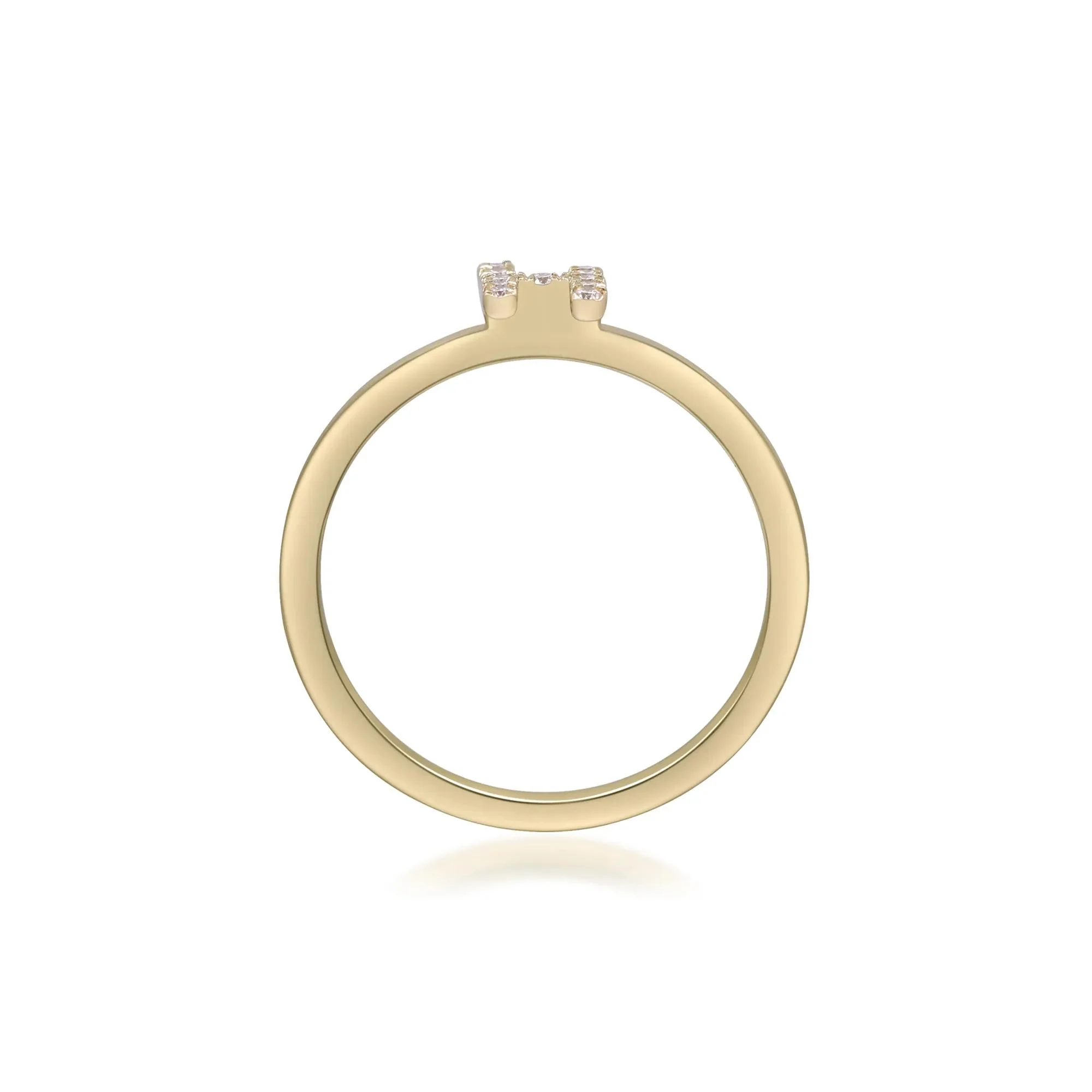 Diamond Accent "h" Initial Ring 10K Yellow Gold Round Brilliant Cut Size 5 2mm - Image 2