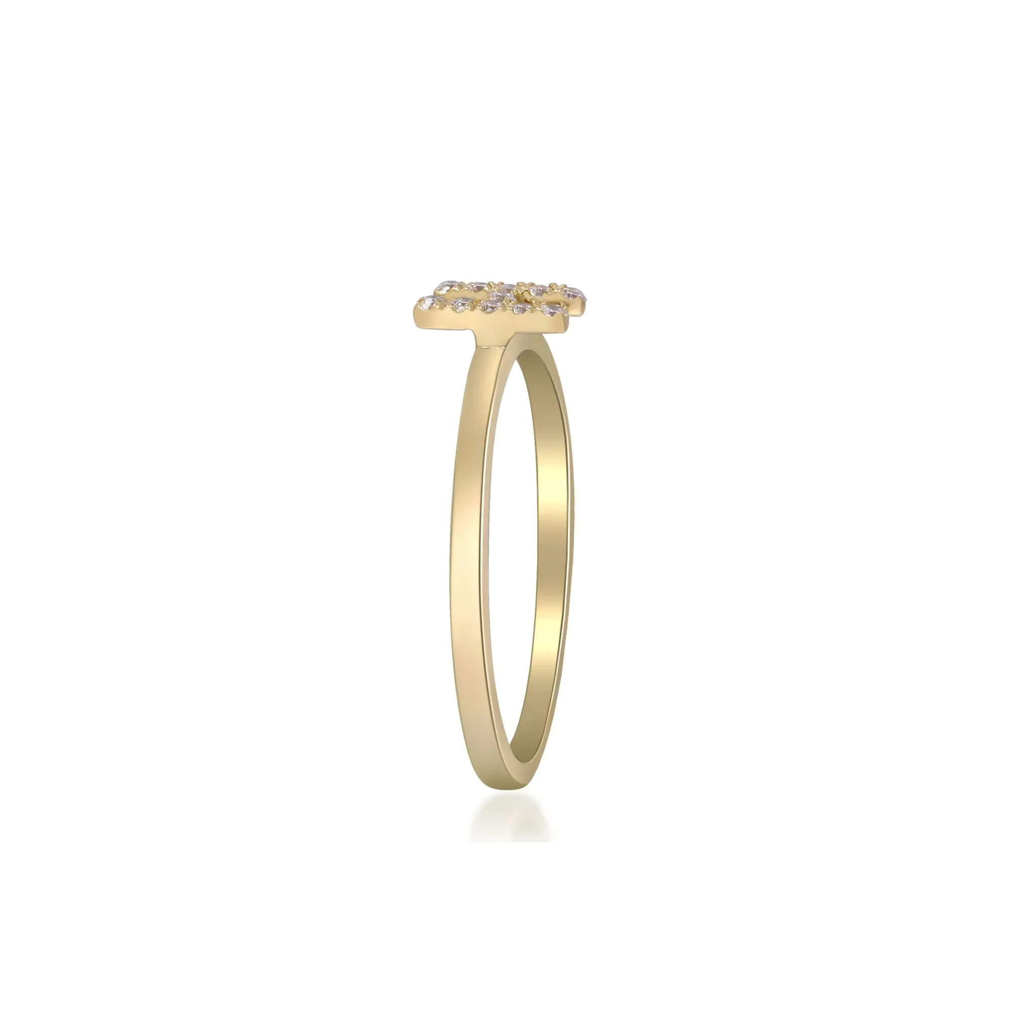 Diamond Accent "h" Initial Ring 10K Yellow Gold Round Brilliant Cut Size 5 2mm - Image 3