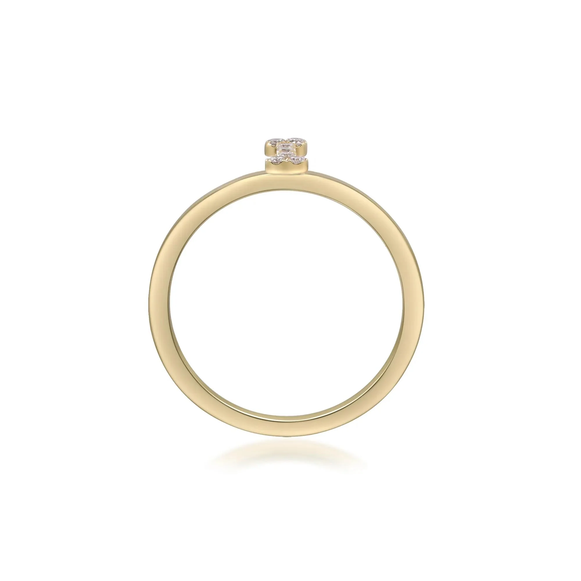 Diamond Accent "i" Initial Ring 10K Yellow Gold Round Brilliant Cut Size 7 2mm - Image 2