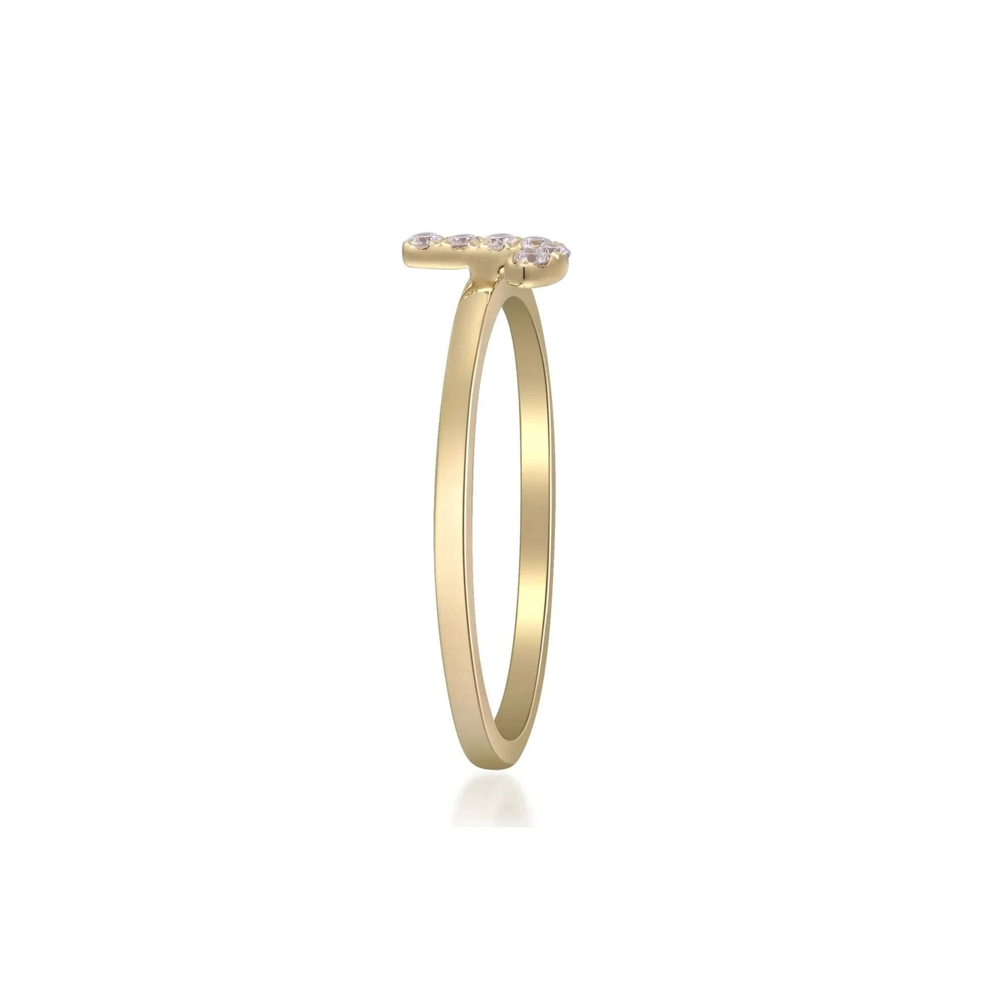 Diamond Accent "j" Initial Ring 10K Yellow Gold Round Brilliant Cut Size 5 2mm - Image 3