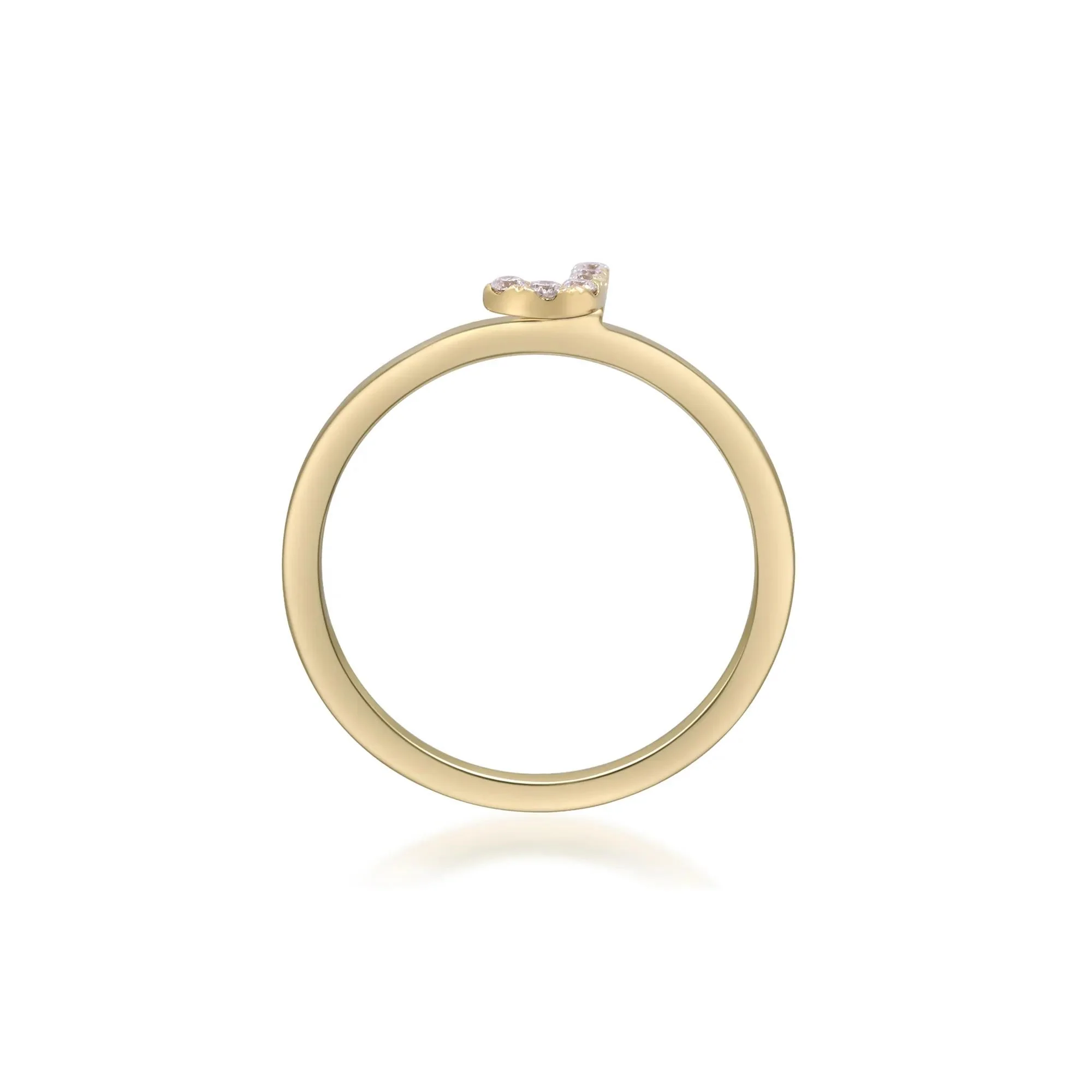 Diamond Accent "j" Initial Ring 10K Yellow Gold Round Brilliant Cut Size 7 2mm - Image 2