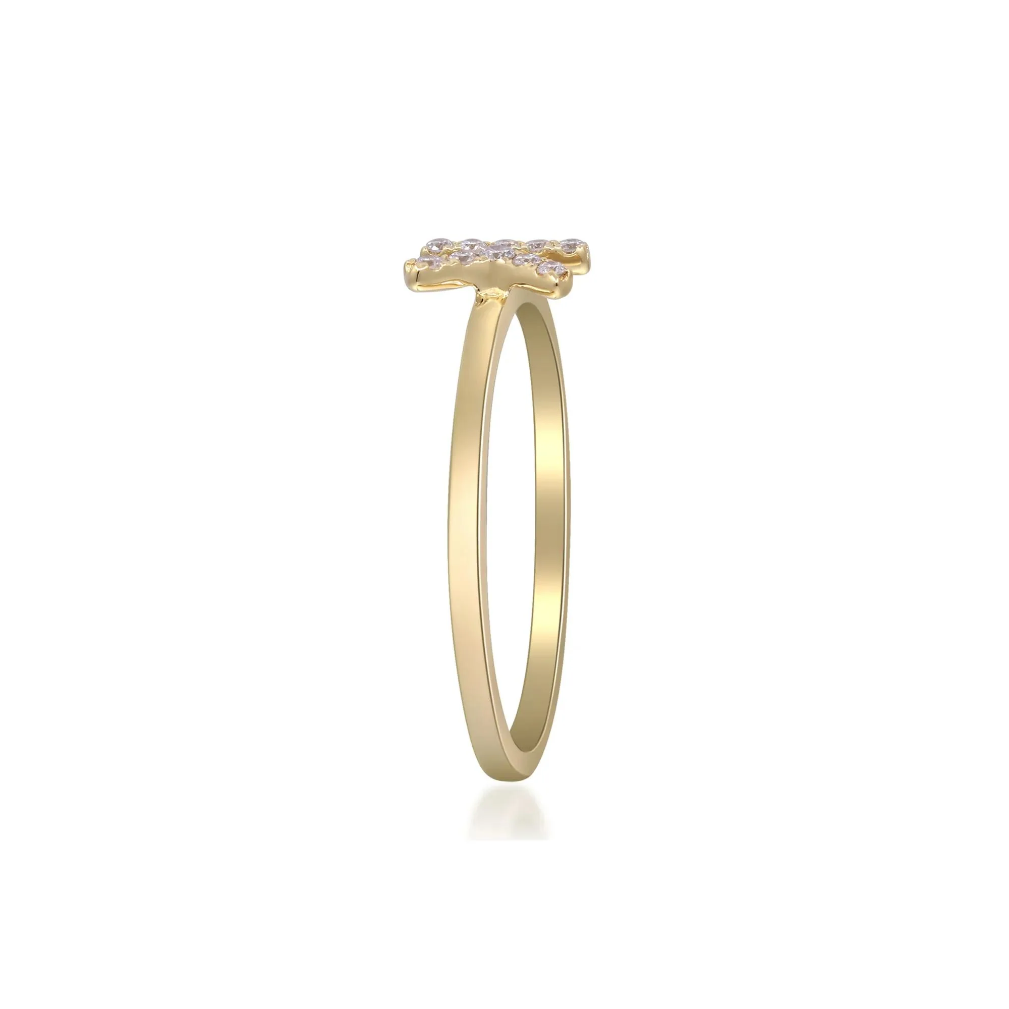 Diamond Accent "k" Initial Ring 10K Yellow Gold Round Brilliant Cut Size 5 2mm - Image 3