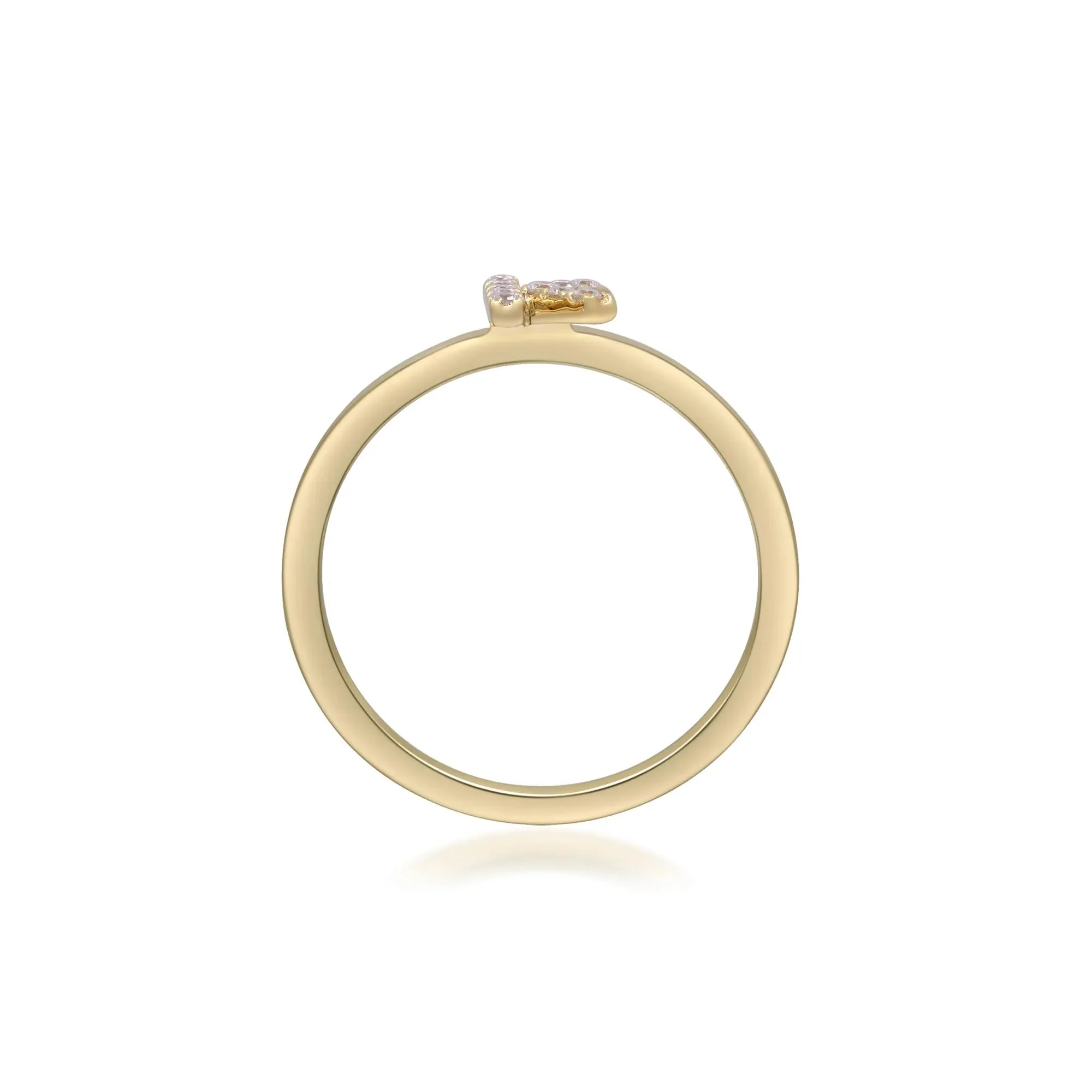 Diamond Accent "k" Initial Ring 10K Yellow Gold Round Brilliant Cut Size 7 2mm - Image 2
