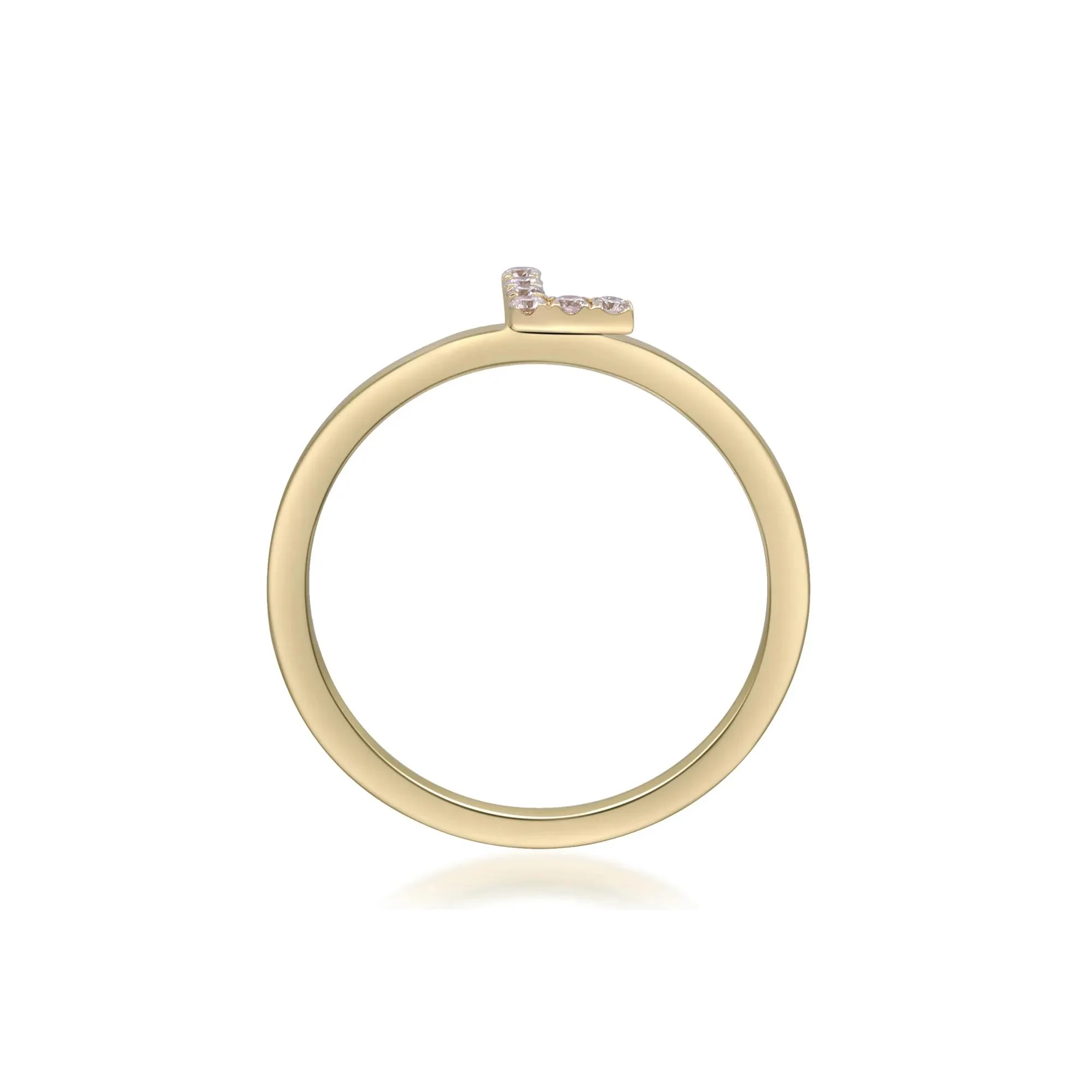 Diamond Accent "l" Initial Ring 10K Yellow Gold Round Brilliant Cut Size 5 2mm - Image 2