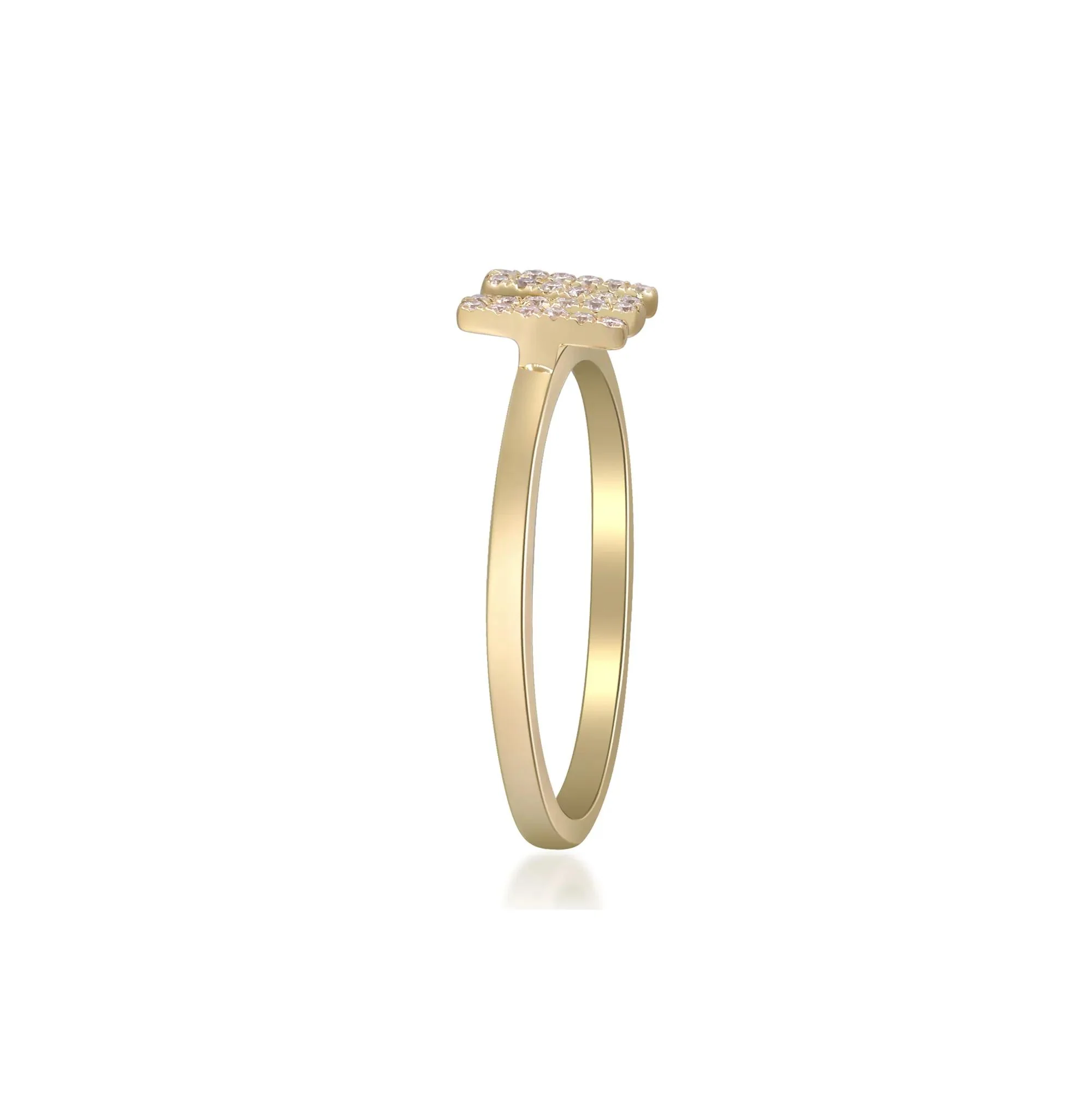 Diamond Accent "m" Initial Ring 10K Yellow Gold Round Brilliant Cut Size 6 2mm - Image 3