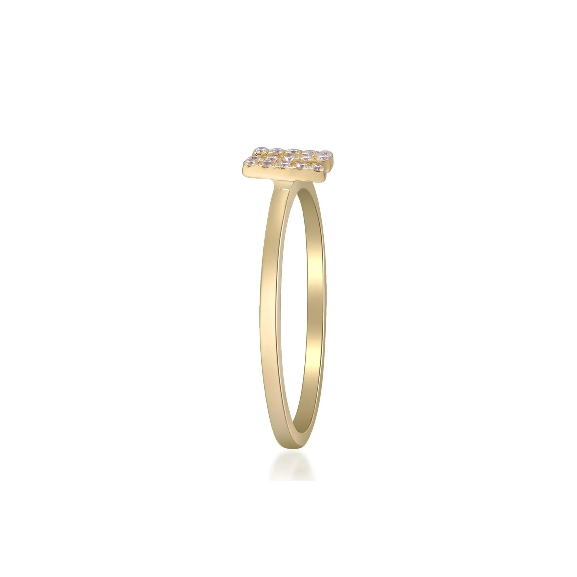 Diamond Accent "n" Initial Ring 10K Yellow Gold Round Brilliant Cut Size 5 2mm - Image 3