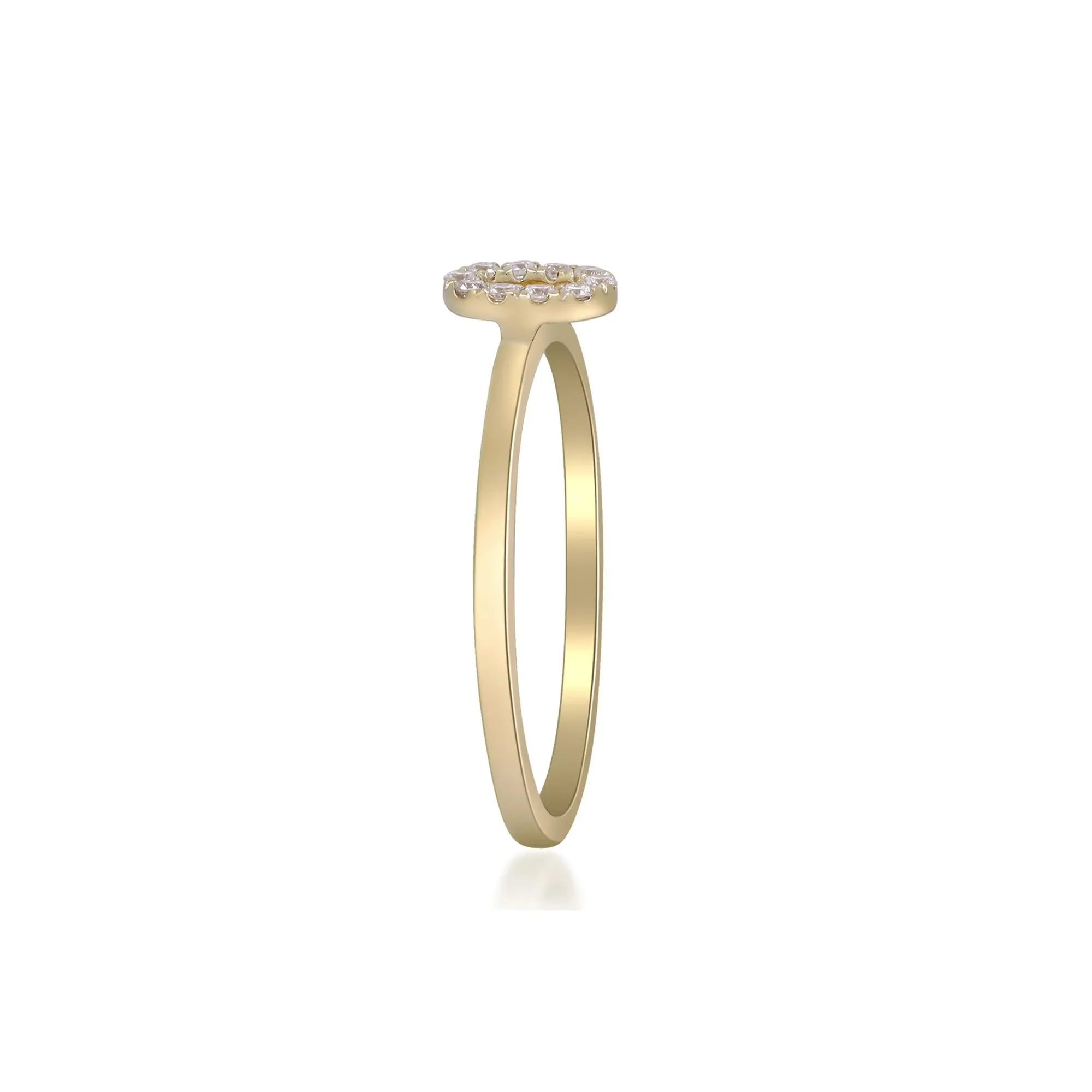 Diamond Accent "o" Initial Ring 10K Yellow Gold Round Brilliant Cut Size 8 2mm - Image 3
