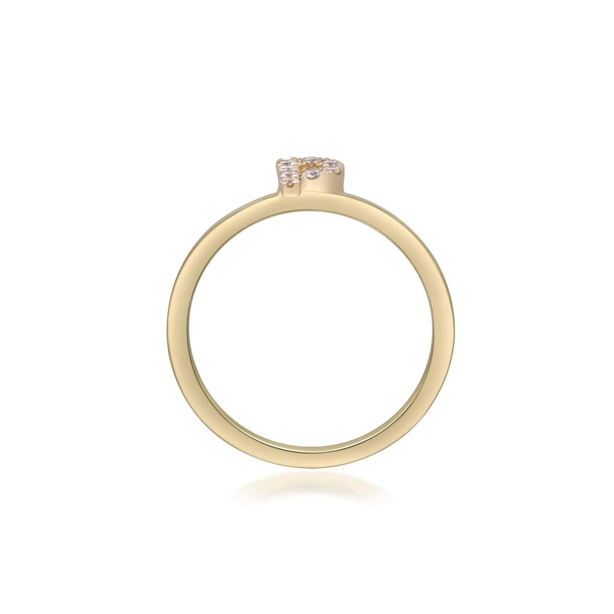 Diamond Accent "p" Initial Ring 10K Yellow Gold Round Brilliant Cut Size 6 2mm - Image 2