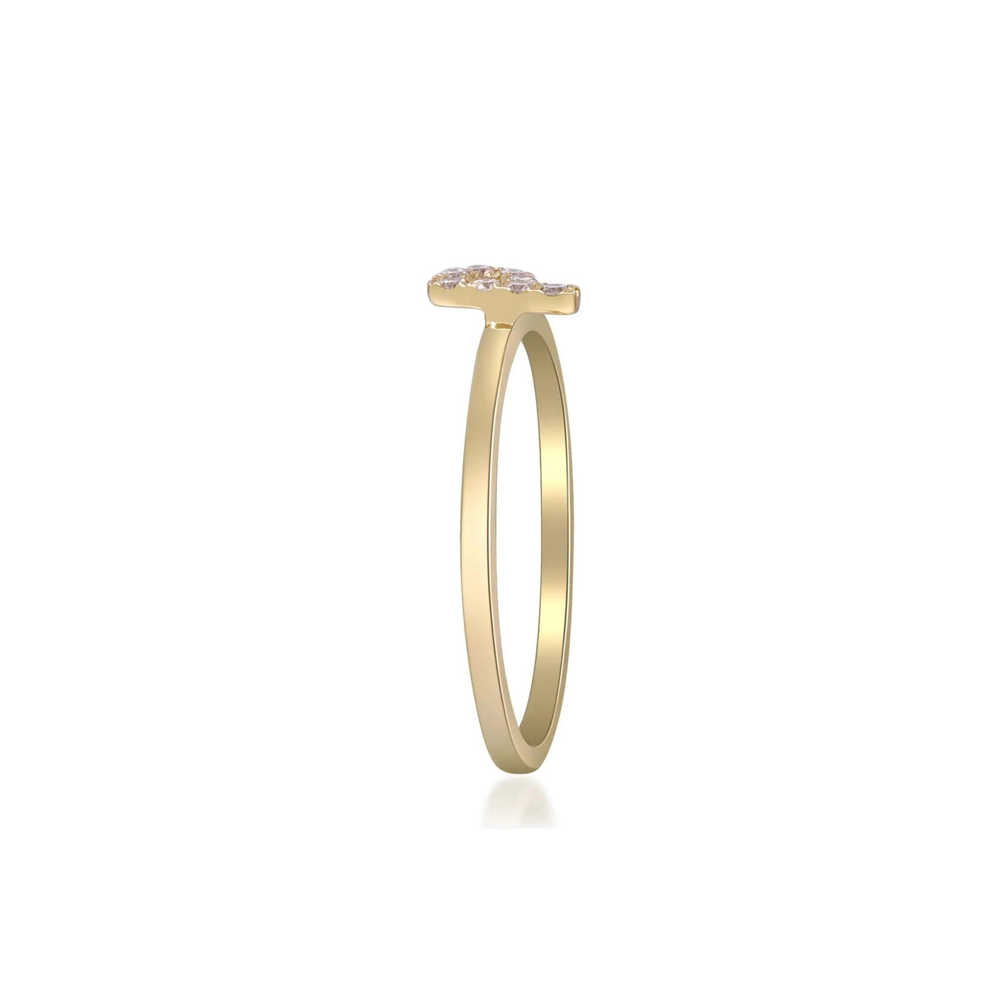 Diamond Accent "p" Initial Ring 10K Yellow Gold Round Brilliant Cut Size 8 2mm - Image 3