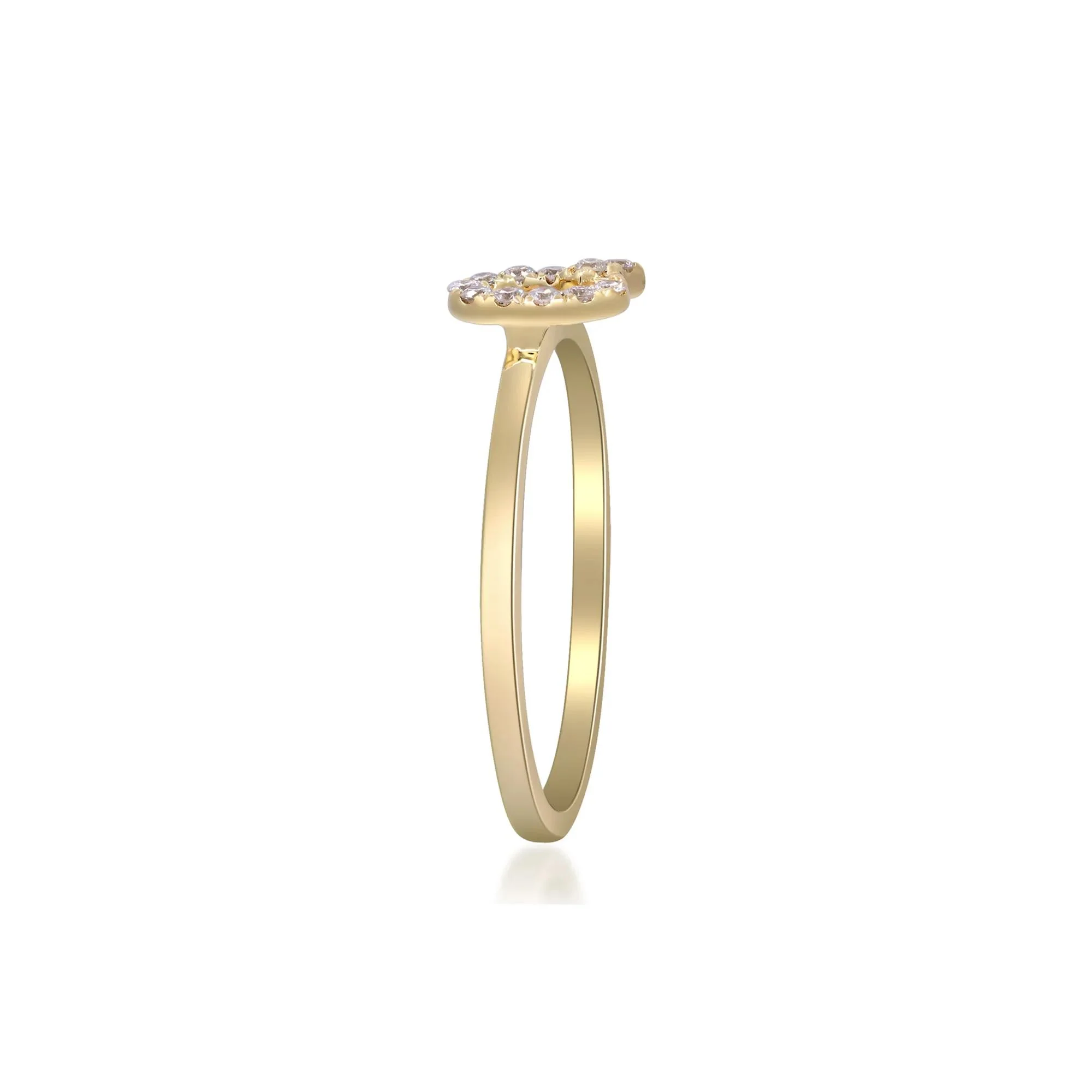 Diamond Accent "q" Initial Ring 10K Yellow Gold Round Brilliant Cut Size 5 2mm - Image 3