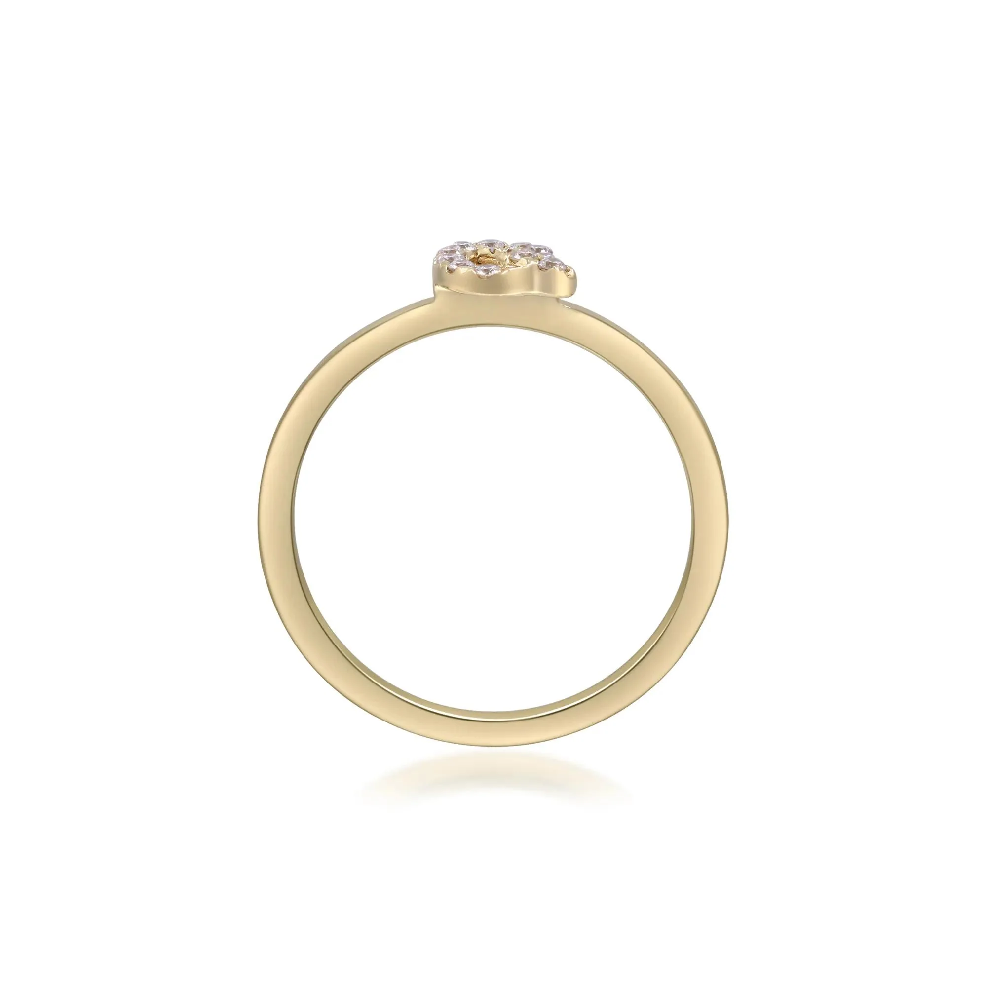 Diamond Accent "q" Initial Ring 10K Yellow Gold Round Brilliant Cut Size 7 2mm - Image 2