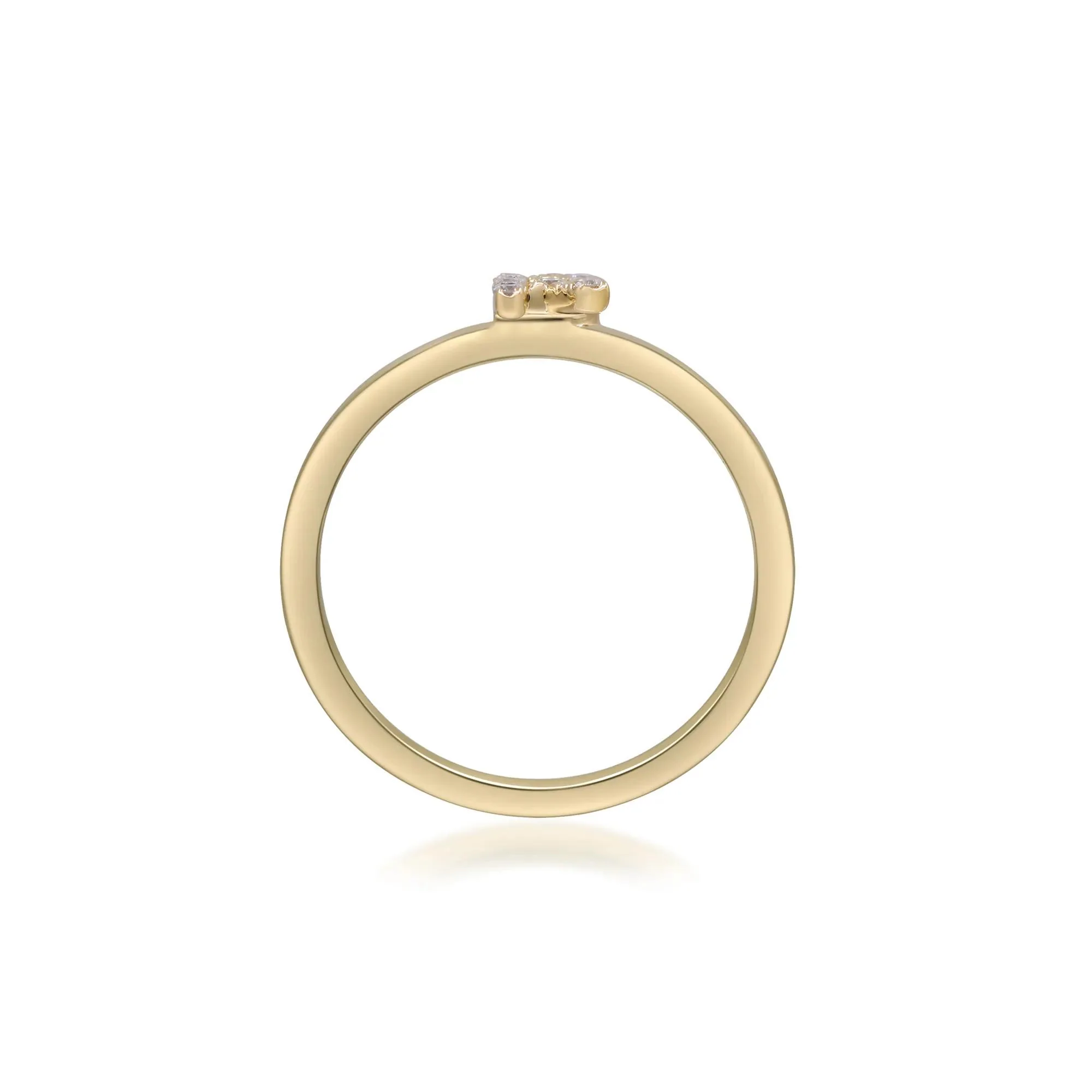 Diamond Accent "r" Initial Ring 10K Yellow Gold Round Brilliant Cut Size 9 2mm - Image 2