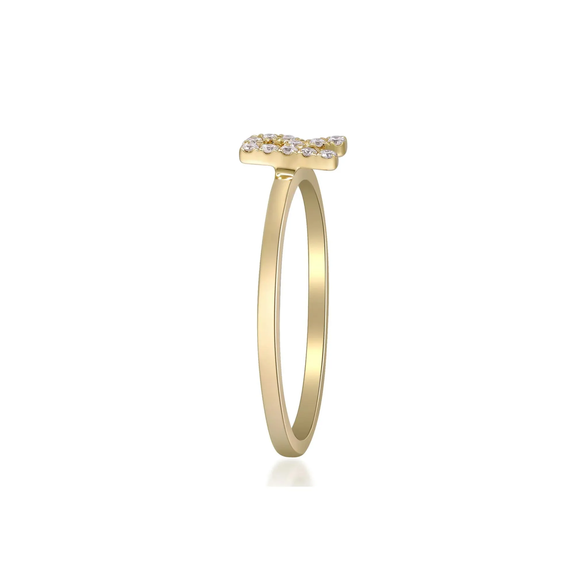 Diamond Accent "r" Initial Ring 10K Yellow Gold Round Brilliant Cut Size 9 2mm - Image 3