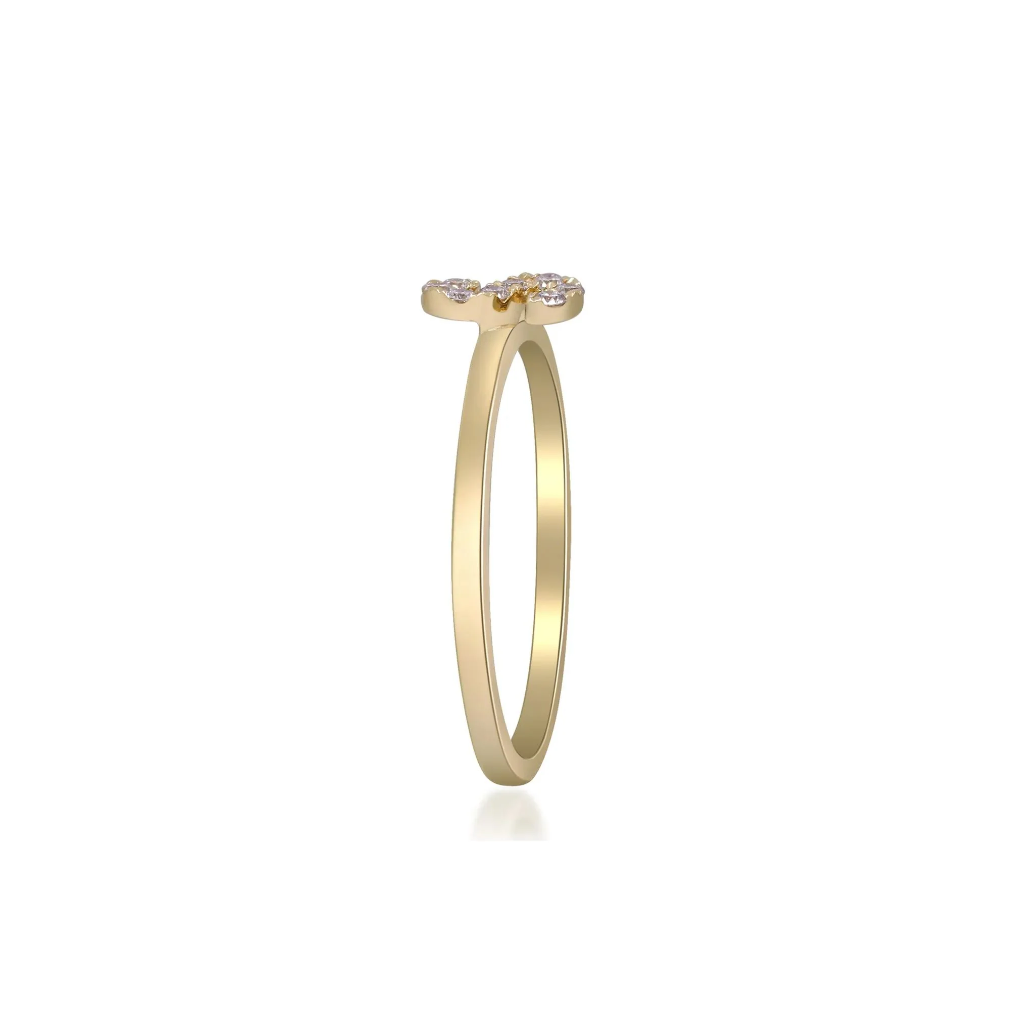 Diamond Accent "s" Initial Ring 10K Yellow Gold Round Brilliant Cut Size 5 2mm - Image 3