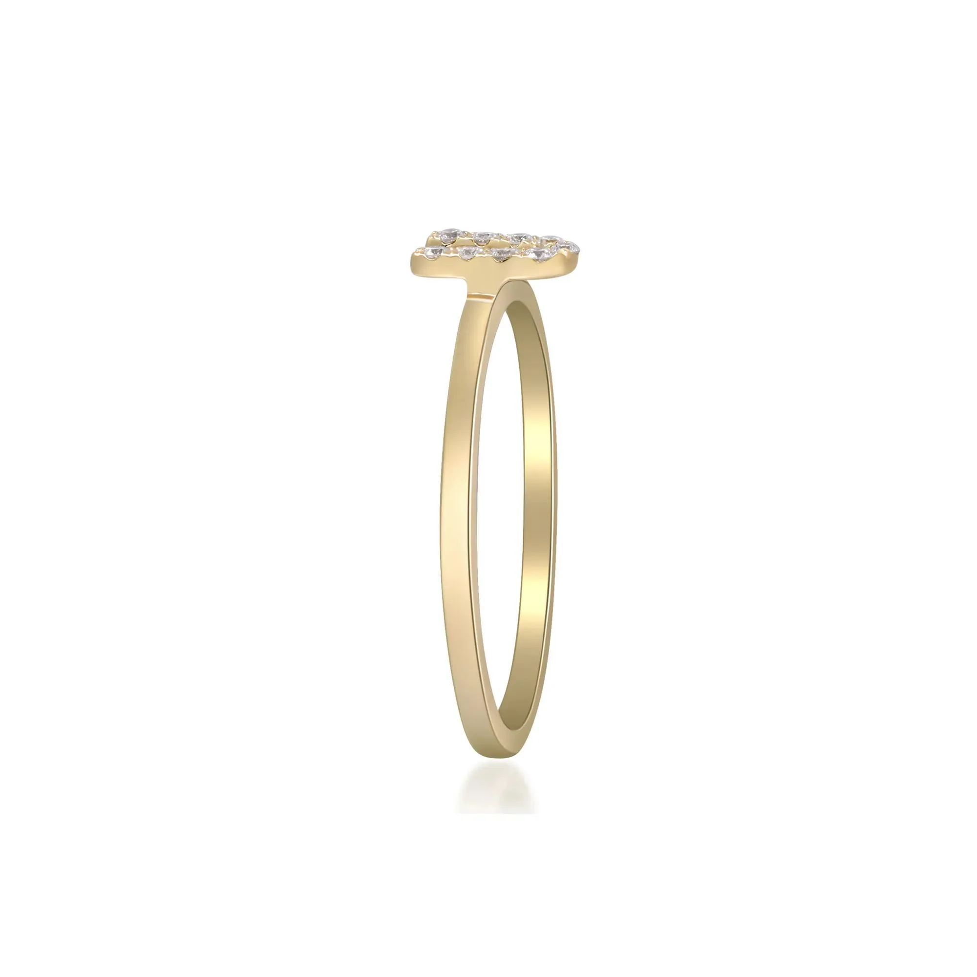 Diamond "u" Initial Ring 10K Yellow Gold Round Brilliant Cut Size 5 2mm - Image 3