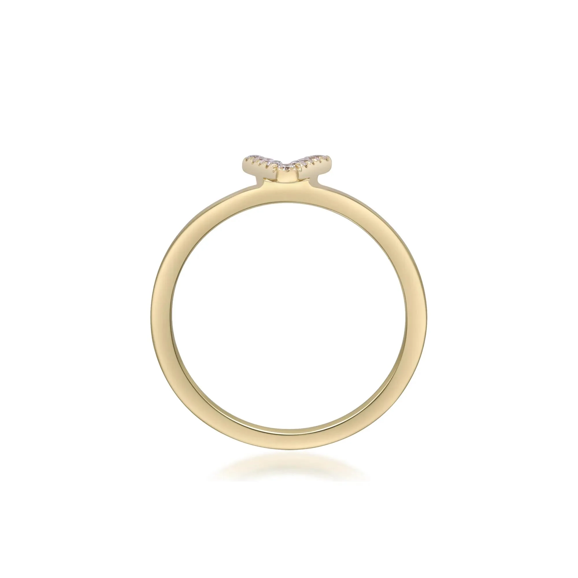 Diamond Accent "v" Initial Ring 10K Yellow Gold Round Brilliant Cut Size 5 2mm - Image 2