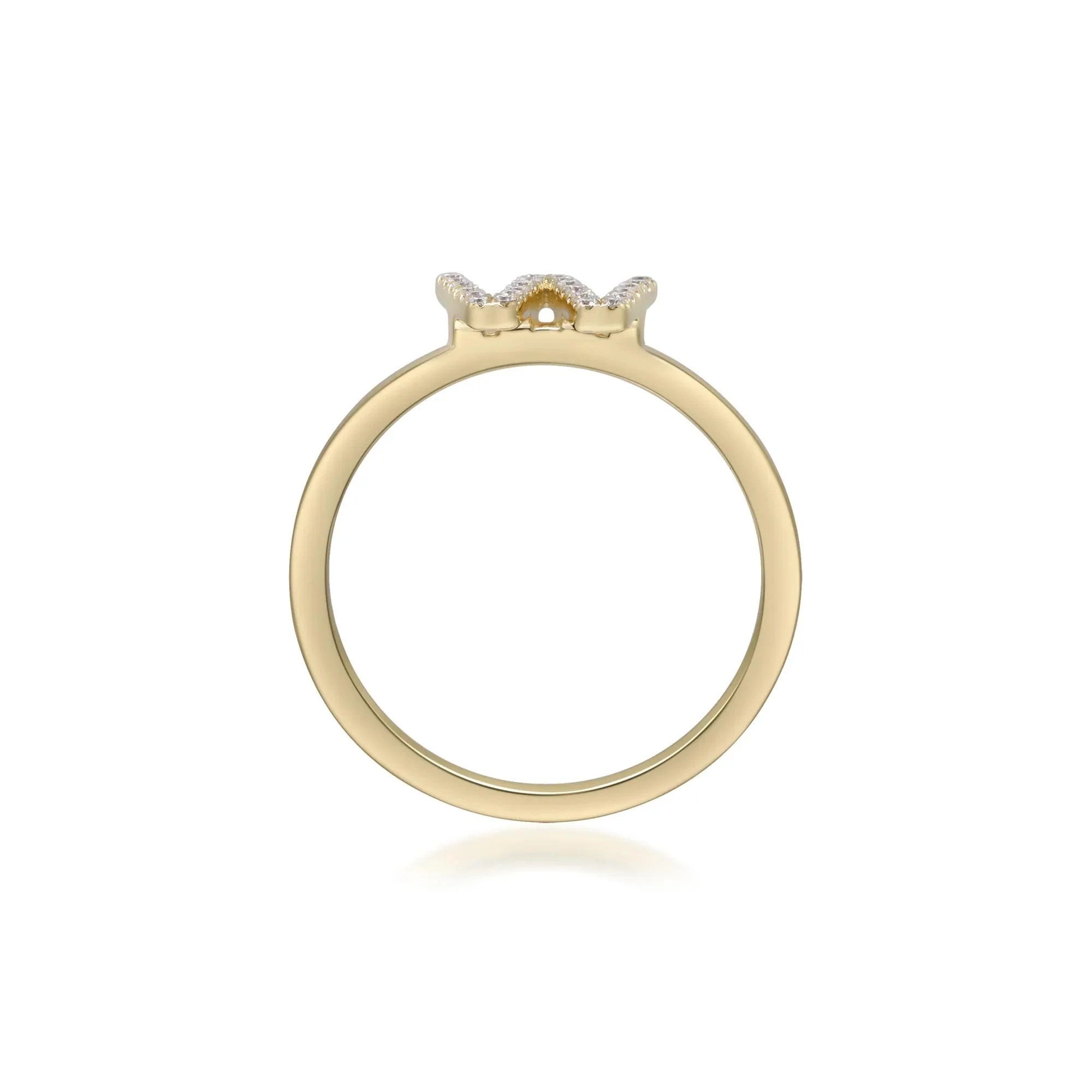 Diamond Accent "w" Initial Ring 10K Yellow Gold Round Brilliant Cut Size 5 2mm - Image 2