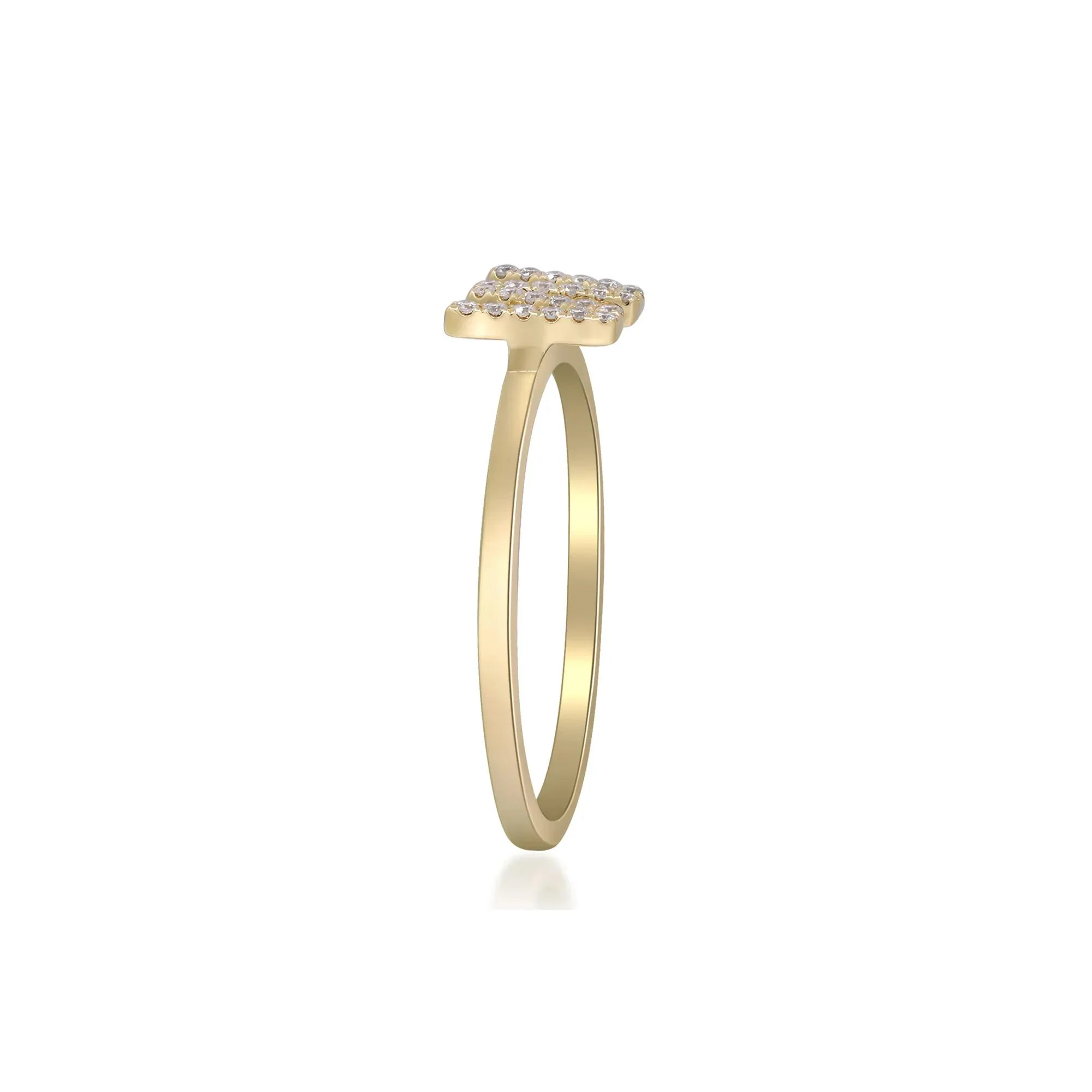 Diamond Accent "w" Initial Ring 10K Yellow Gold Round Brilliant Cut Size 9 2mm - Image 3