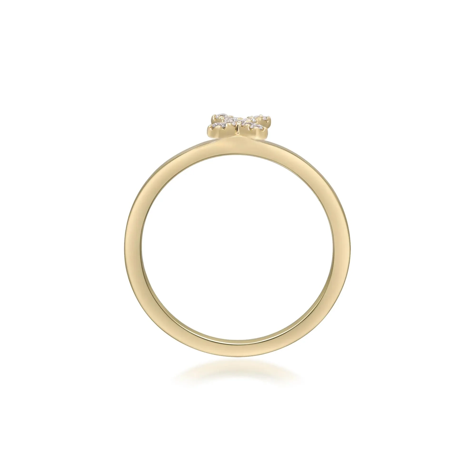 Diamond Accent "x" Initial Ring 10K Yellow Gold Round Brilliant Cut Size 7 2mm - Image 2