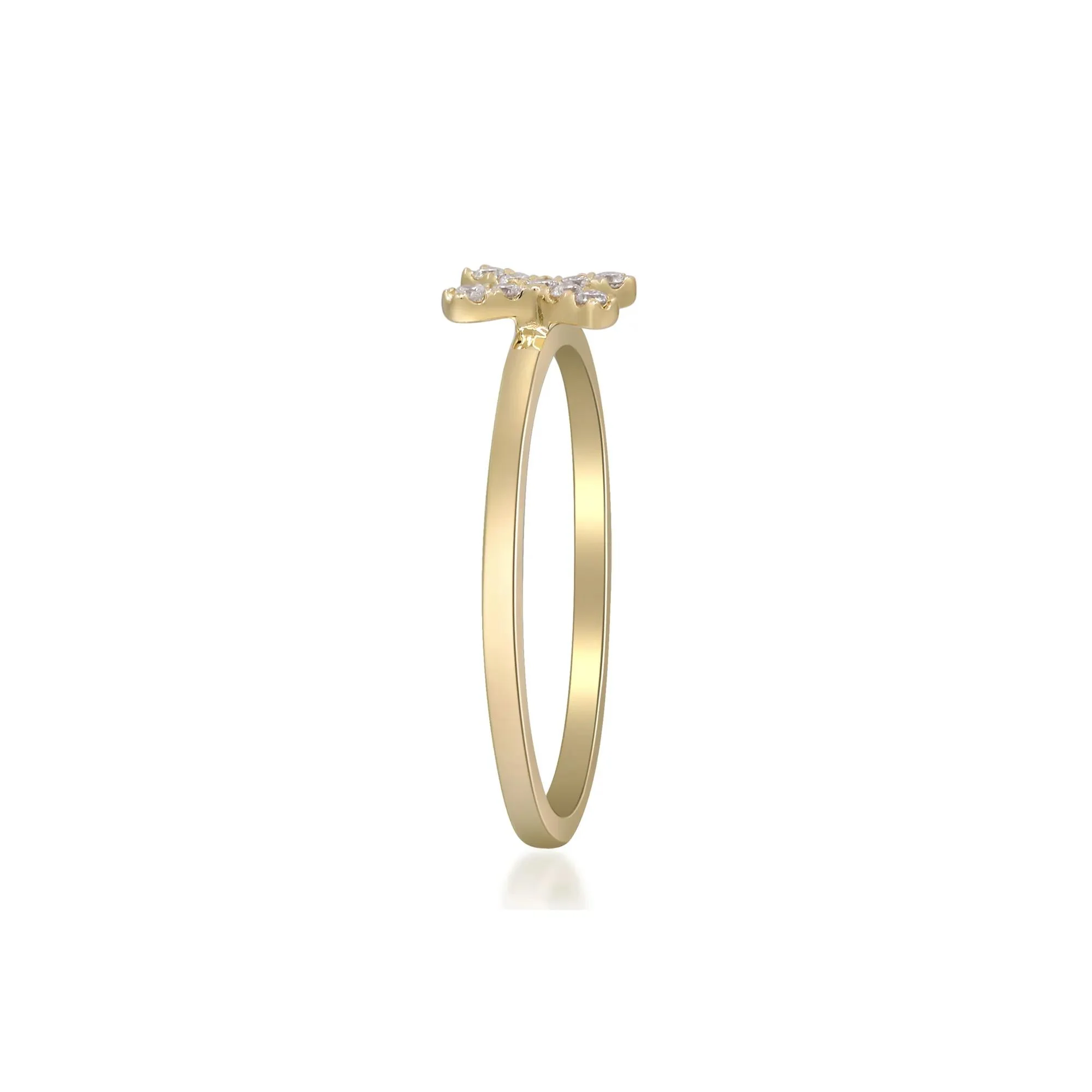Diamond Accent "x" Initial Ring 10K Yellow Gold Round Brilliant Cut Size 8 2mm - Image 3