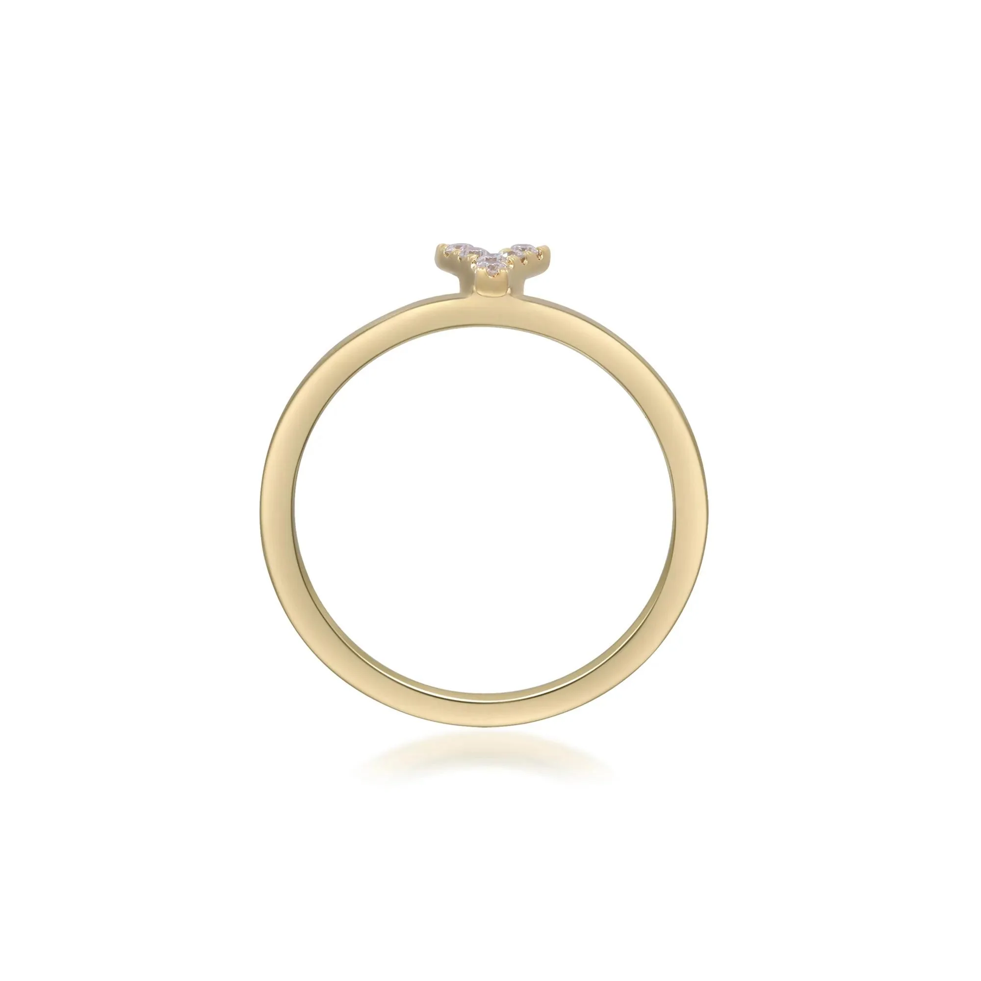 Diamond Accent "y" Initial Ring 10K Yellow Gold Round Brilliant Cut Size 6 2mm - Image 2