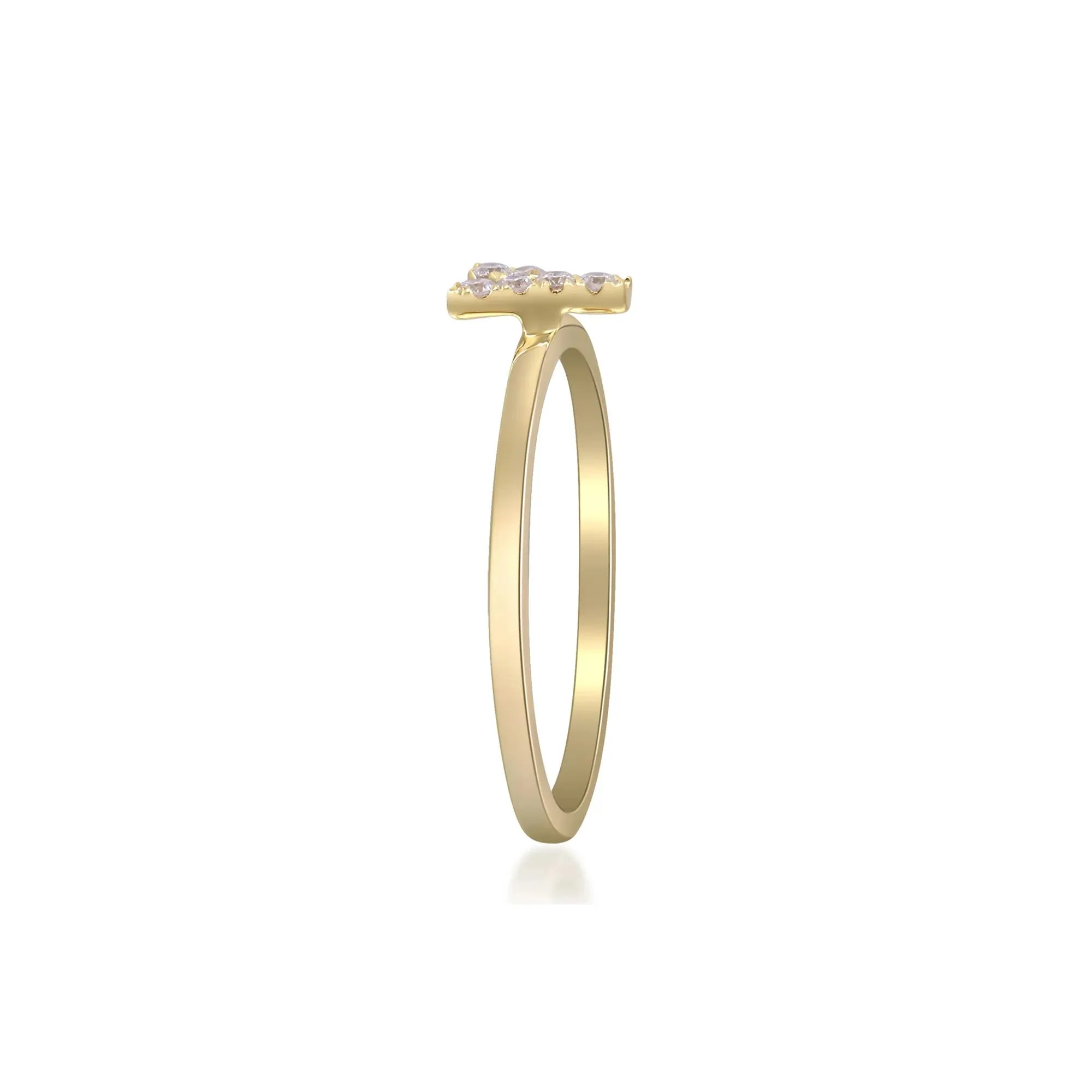 Diamond Accent "y" Initial Ring 10K Yellow Gold Round Brilliant Cut Size 6 2mm - Image 3