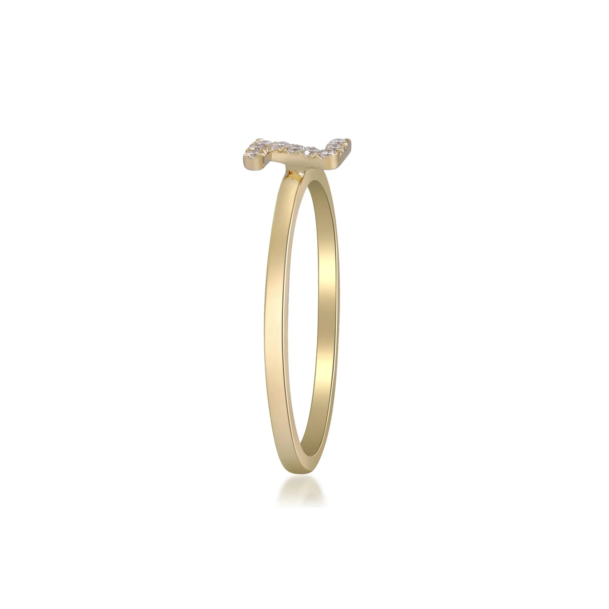 Diamond Accent "z" Initial Ring 10K Yellow Gold Round Brilliant Cut Size 7 2mm - Image 3