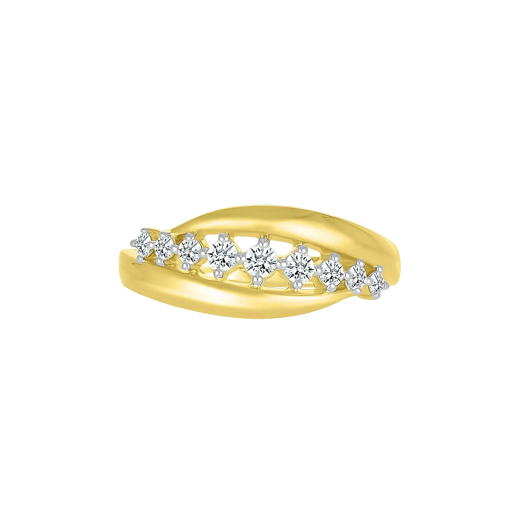 1/4 CT. Tw. Diamond Slant Ring 10K Yellow Gold Size 6 - Image 5