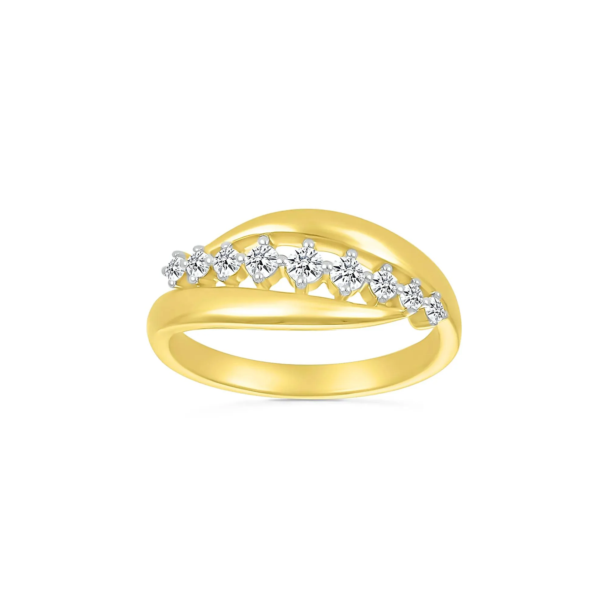 1/4 CT. Tw. Diamond Slant Ring 10K Yellow Gold Size 7.5