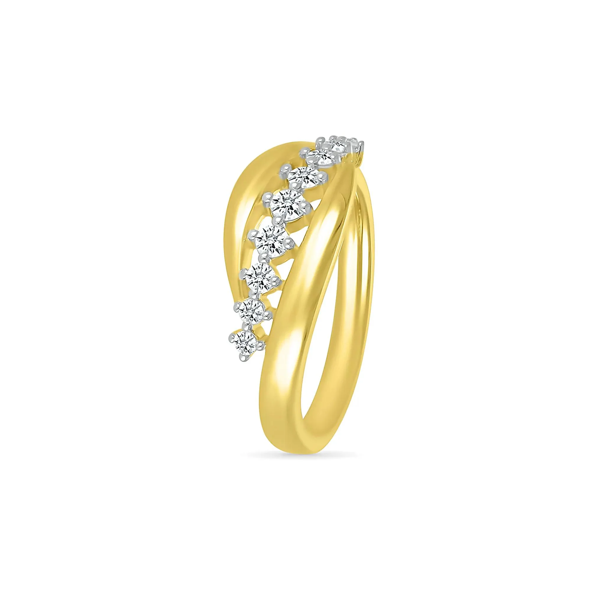 1/4 CT. Tw. Diamond Slant Ring 10K Yellow Gold Size 8.5 - Image 4