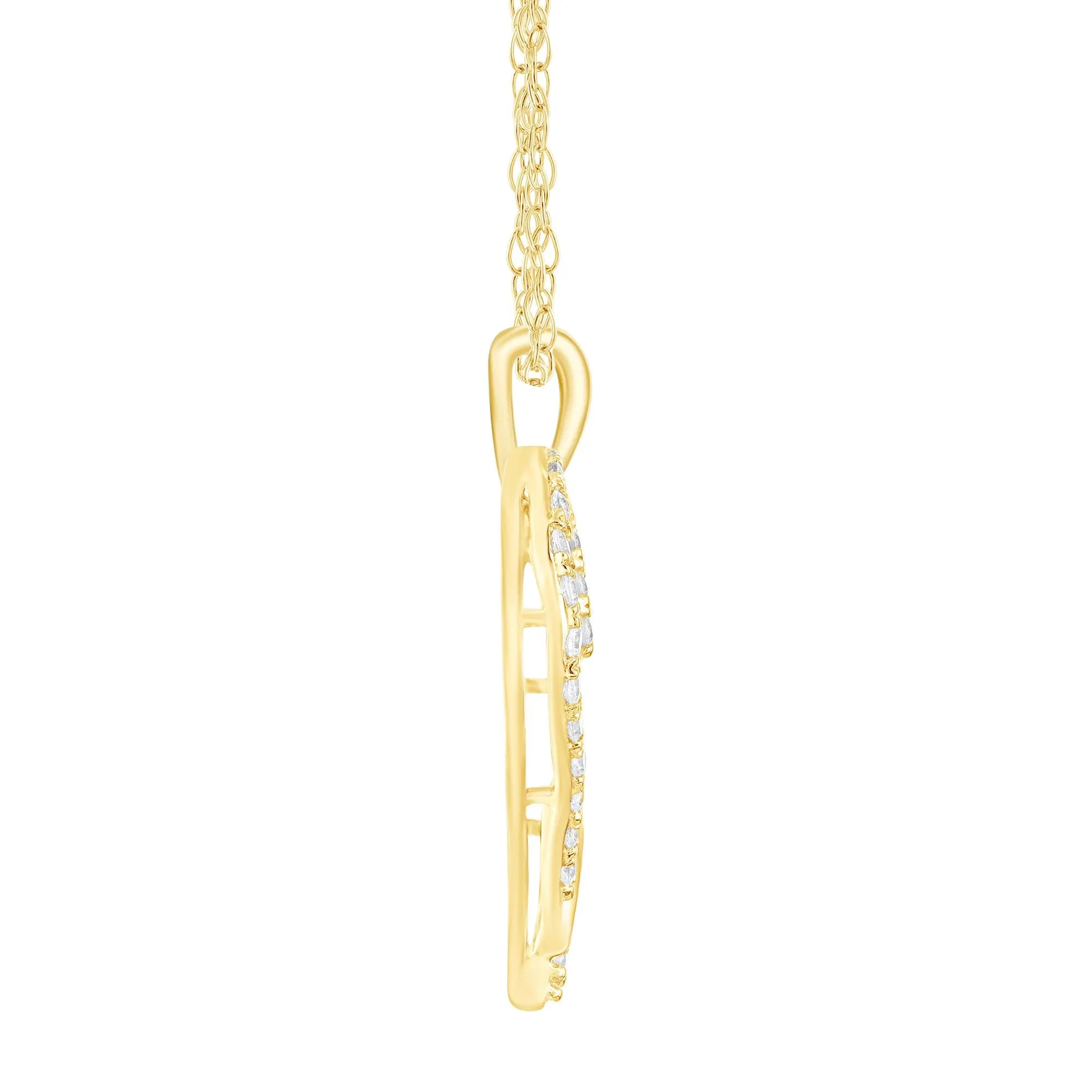 1/4 CT. Tw. Diamond Heart Pendant Necklace 10K Yellow Gold Size 18" - Image 2