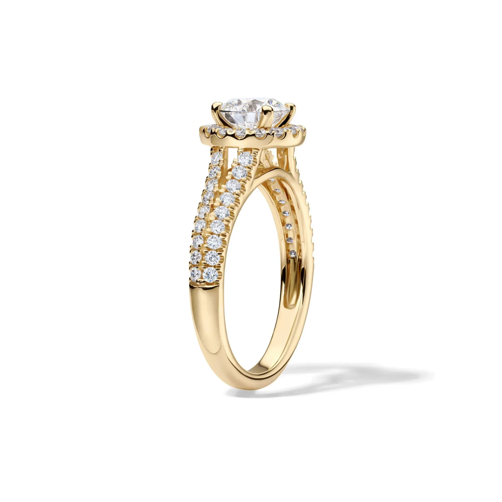 1/2 CT. Tw. Lab Grown Diamond Halo Engagement Ring 14K Yellow Gold Round Brilliant Cut Size 6 - Image 3