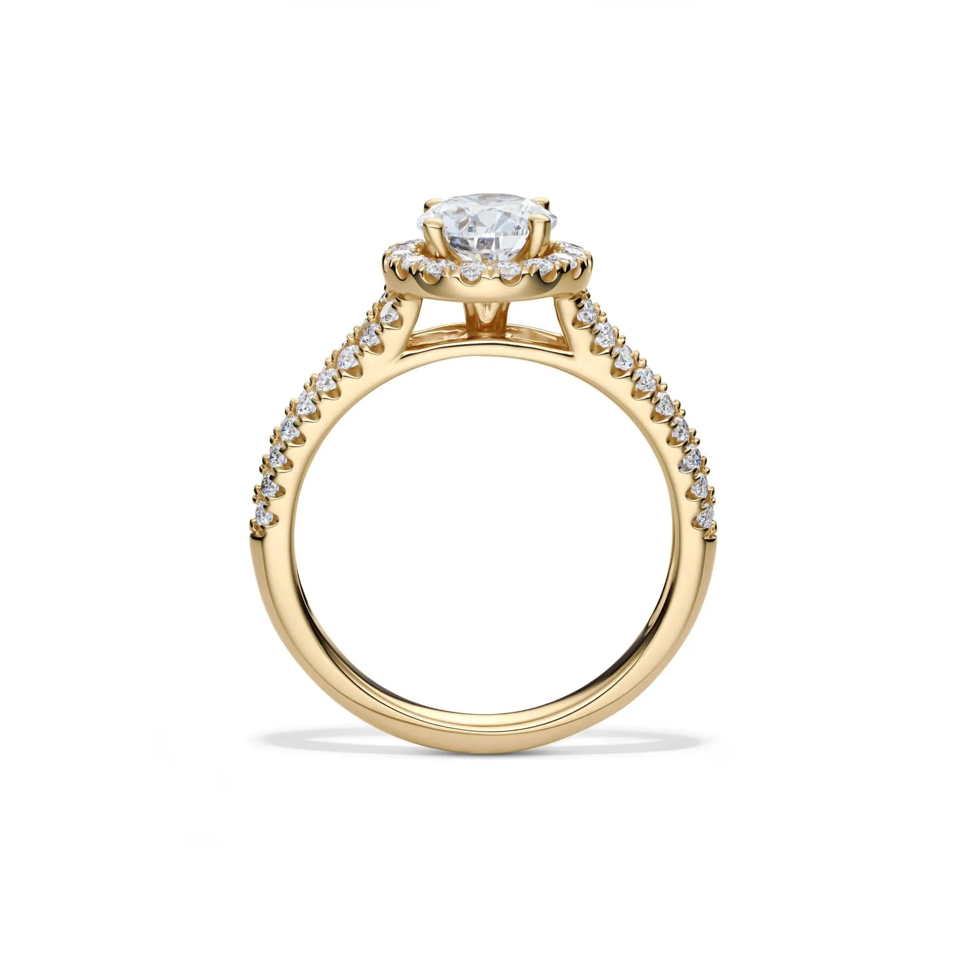 1/2 CT. Tw. Lab Grown Diamond Halo Engagement Ring 14K Yellow Gold Round Brilliant Cut Size 8 - Image 2