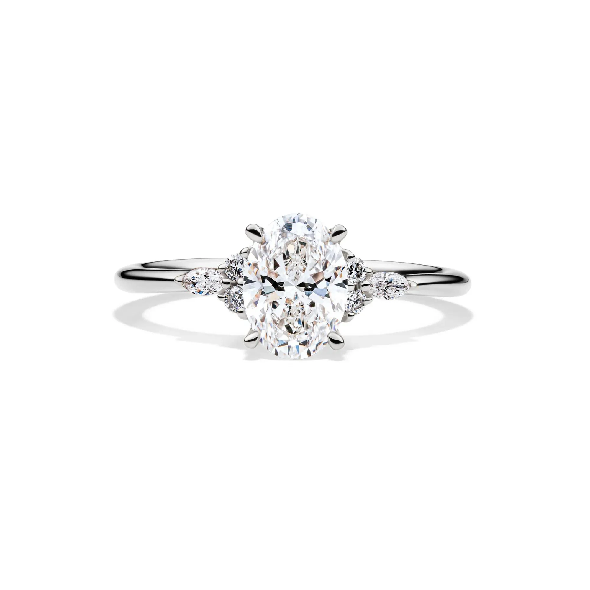 1 CT. Tw. Lab Grown Diamond Oval Engagement Ring 14K White Gold Size 5.5 1mm
