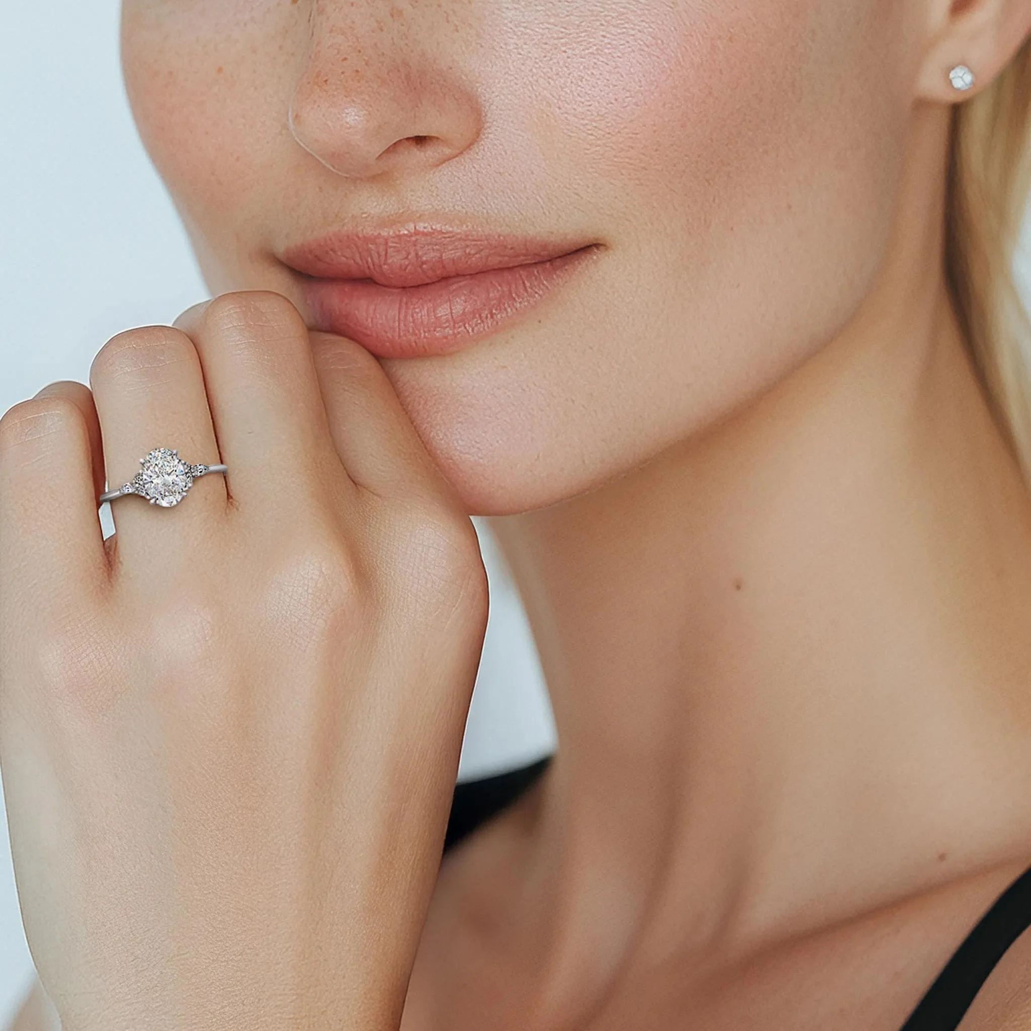 1 CT. Tw. Lab Grown Diamond Oval Engagement Ring 14K White Gold Size 6 1mm - Image 5