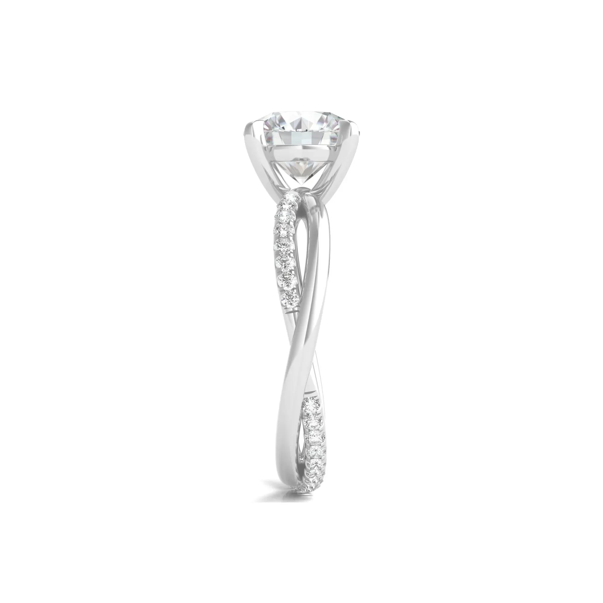 2 1/3 CT. Tw. Lab Grown Diamond Engagement Ring 14K White Gold Round Brilliant Cut Size 4.5 - Image 3