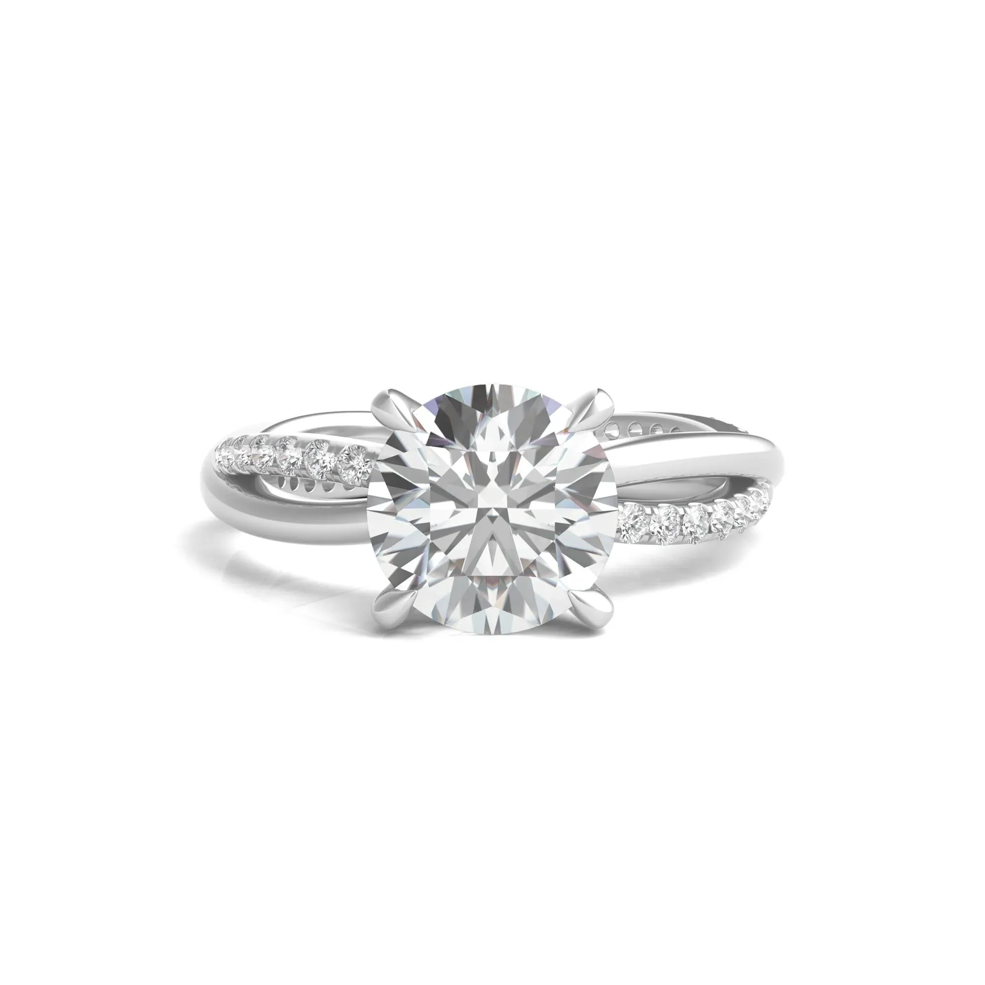 2 1/3 CT. Tw. Lab Grown Diamond Engagement Ring 14K White Gold Round Brilliant Cut Size 7