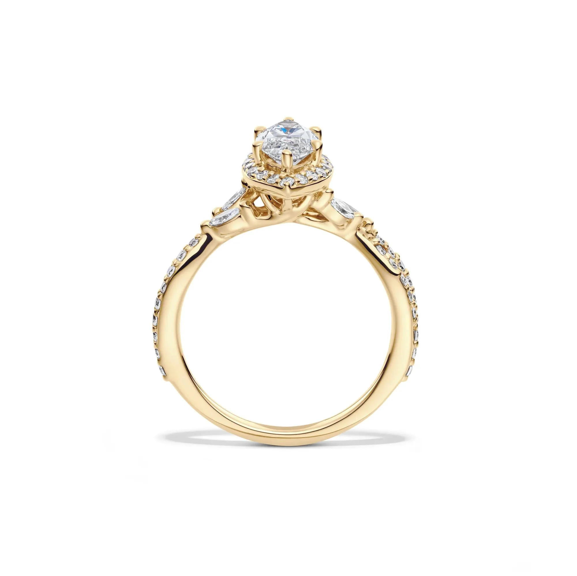 1/2 CT. Tw. Lab Grow Diamond Marquise-Cut Halo Engagement Ring 14K Yellow Gold Size 8 1mm - Image 2
