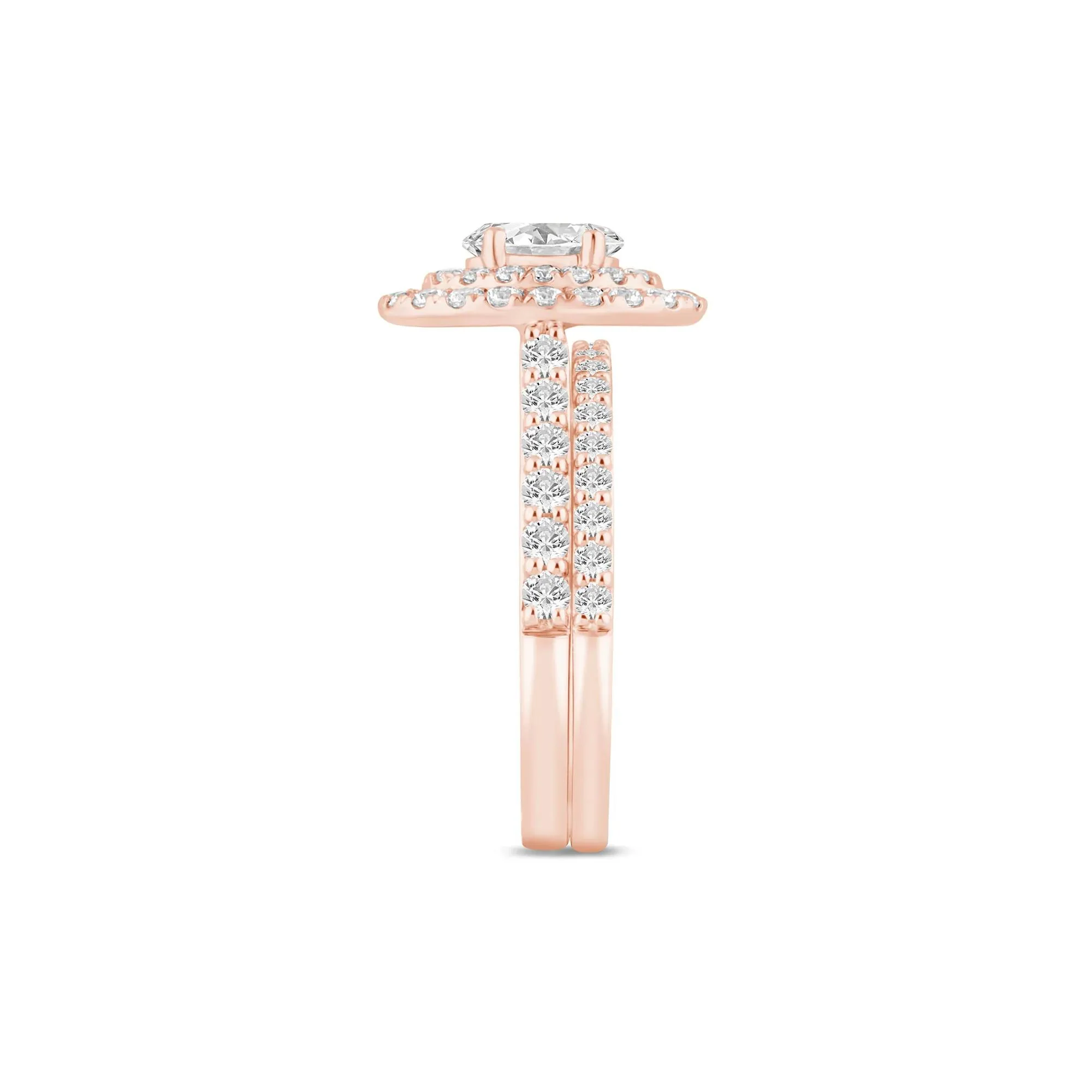 1/2 CT. Tw. Lab Grown Diamond Double Halo Engagement Ring 14K Rose Gold Size 7 3mm - Image 3