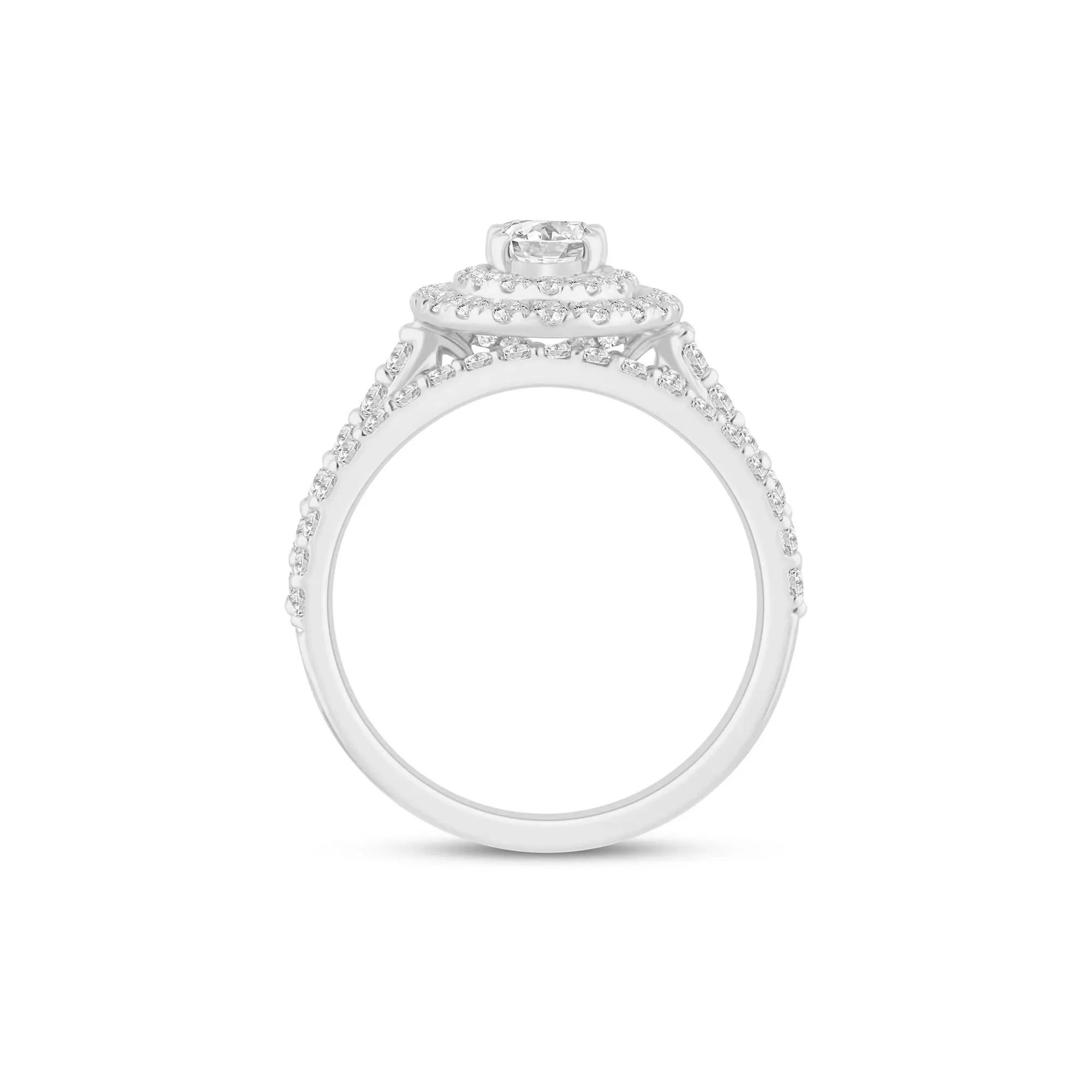 1/2 CT. Tw. Lab Grown Diamond Double Halo Engagement Ring 14K White Gold Size 5 3mm - Image 2