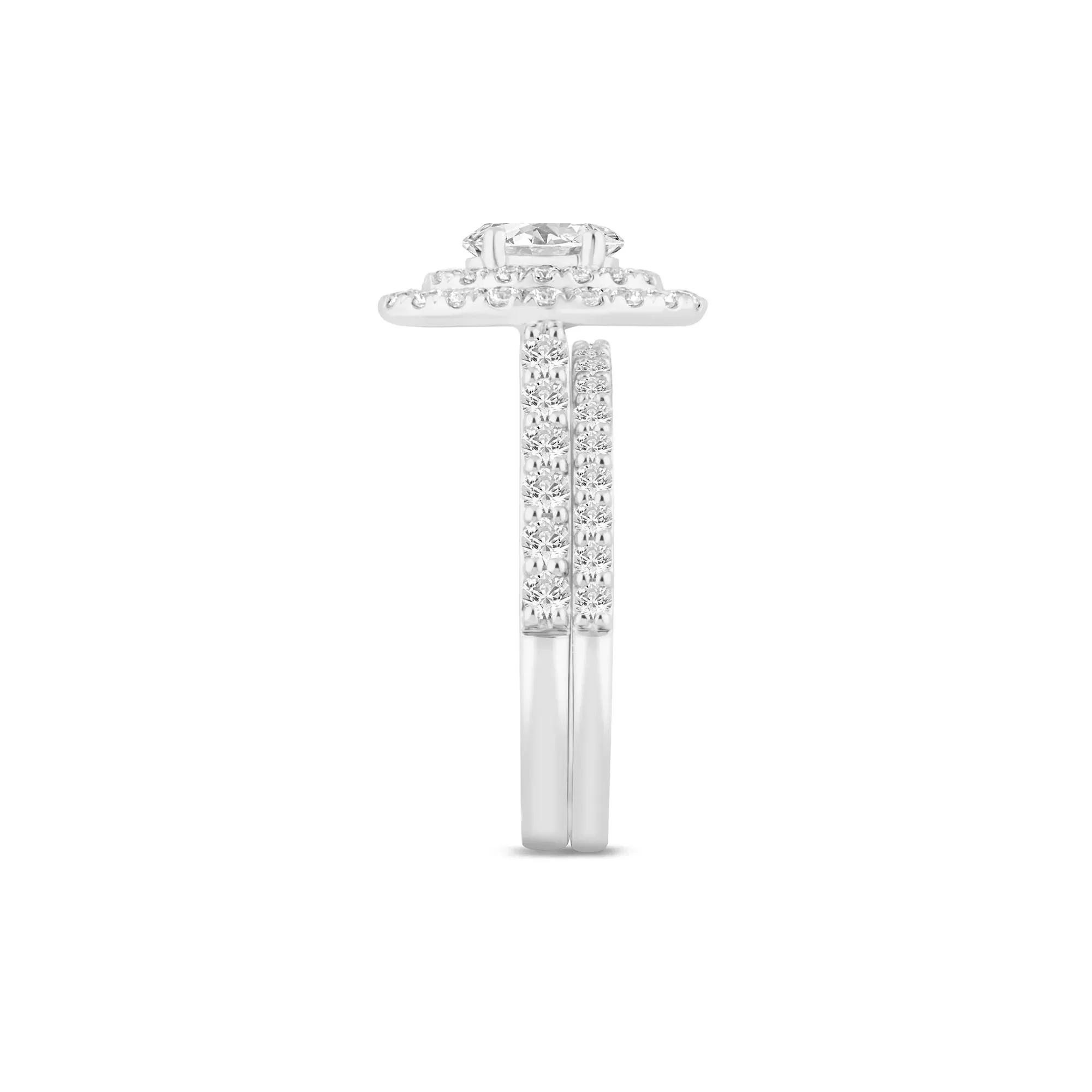 1/2 CT. Tw. Lab Grown Diamond Double Halo Engagement Ring 14K White Gold Size 6.5 3mm - Image 3