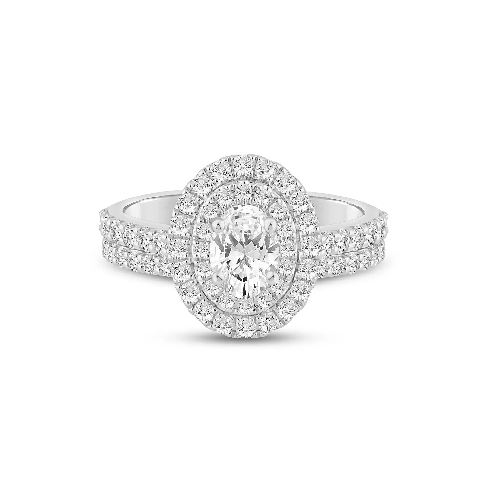 1/2 CT. Tw. Lab Grown Diamond Double Halo Engagement Ring 14K White Gold Size 7 3mm