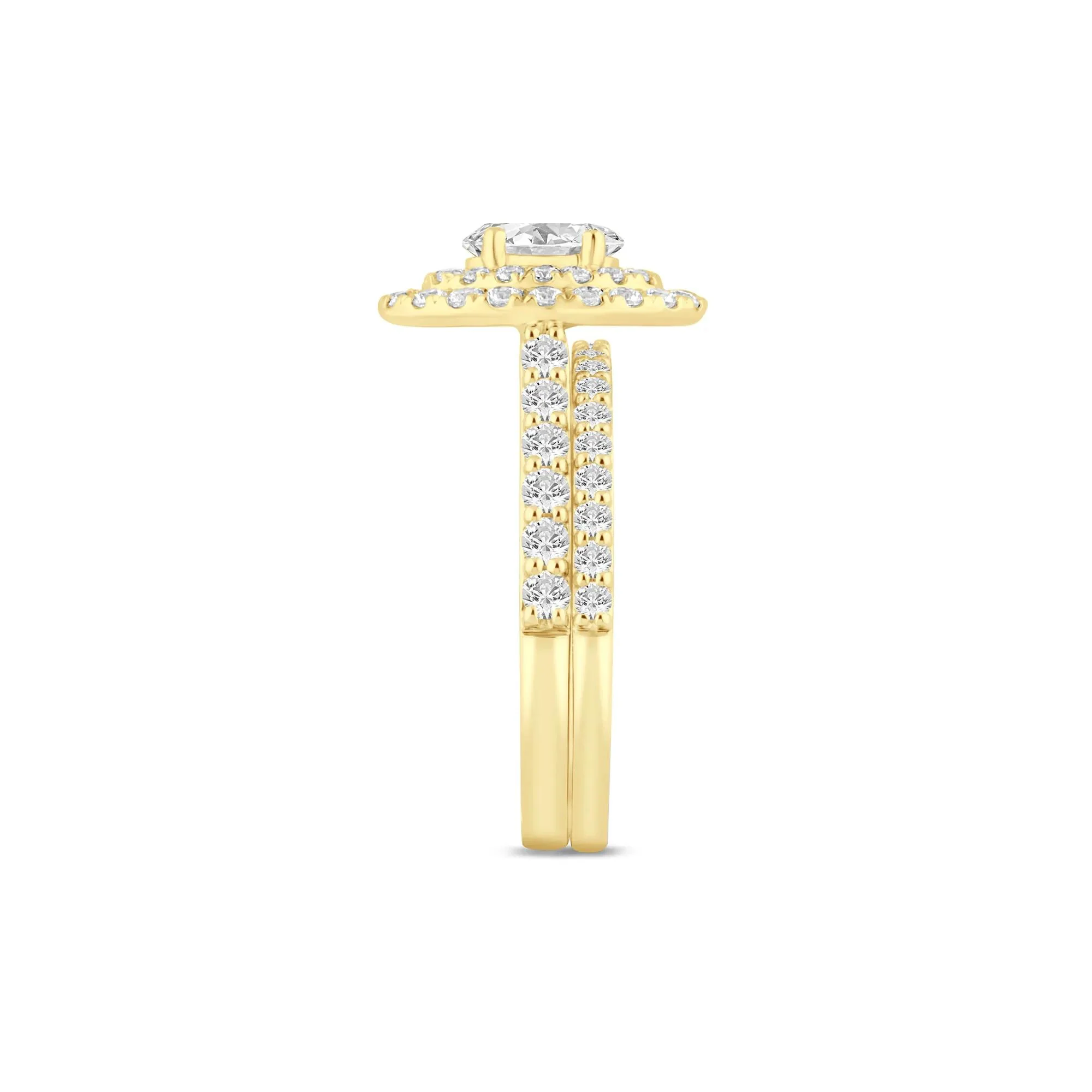 1/2 CT. Tw. Lab Grown Diamond Double Halo Engagement Ring 14K Yellow Gold Size 9 3mm - Image 3