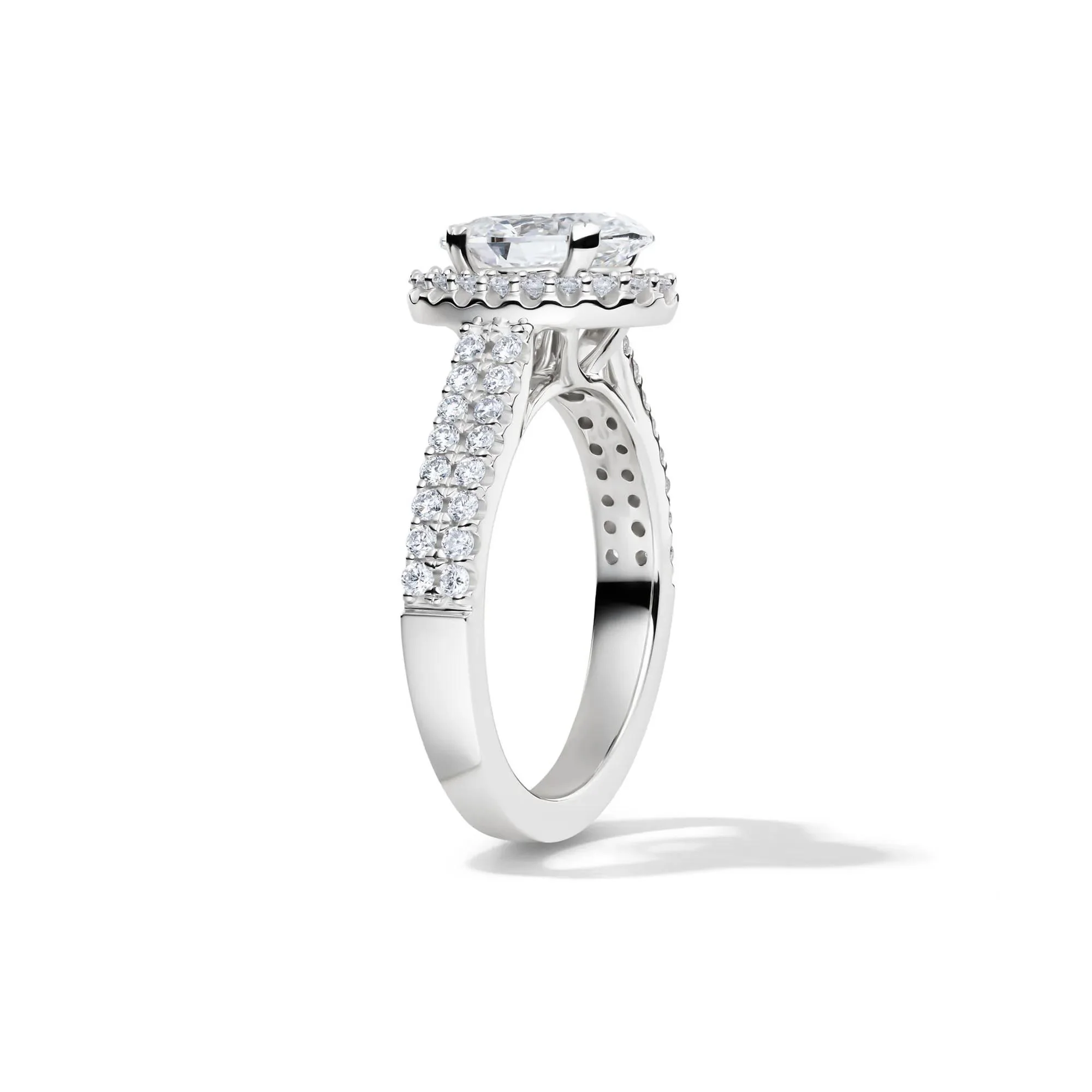 2 CT. Tw. Lab Grown Diamond Oval Halo Engagement Ring 14K White Gold Size 6.5 - Image 3