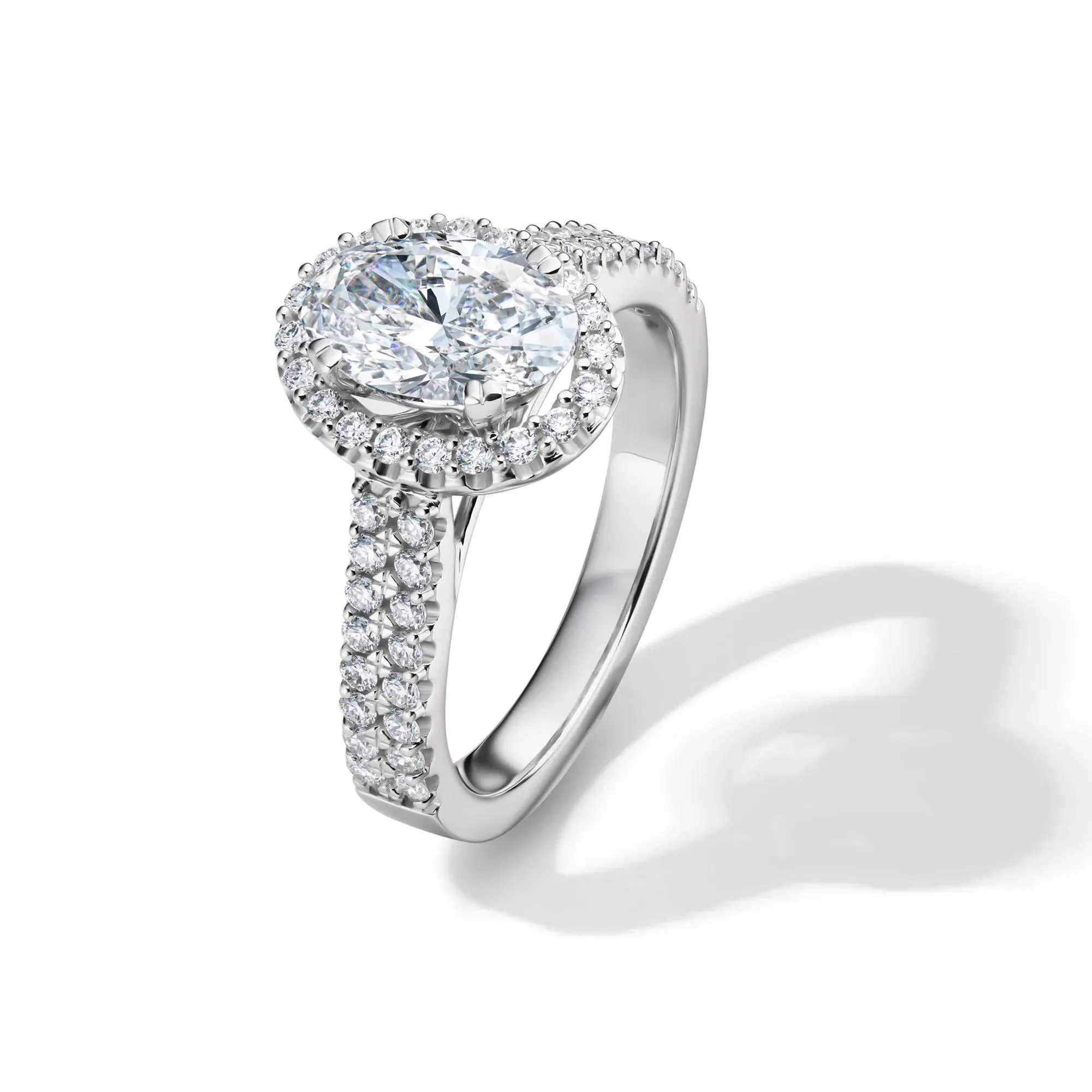 2 CT. Tw. Lab Grown Diamond Oval Halo Engagement Ring 14K White Gold Size 6.5 - Image 4