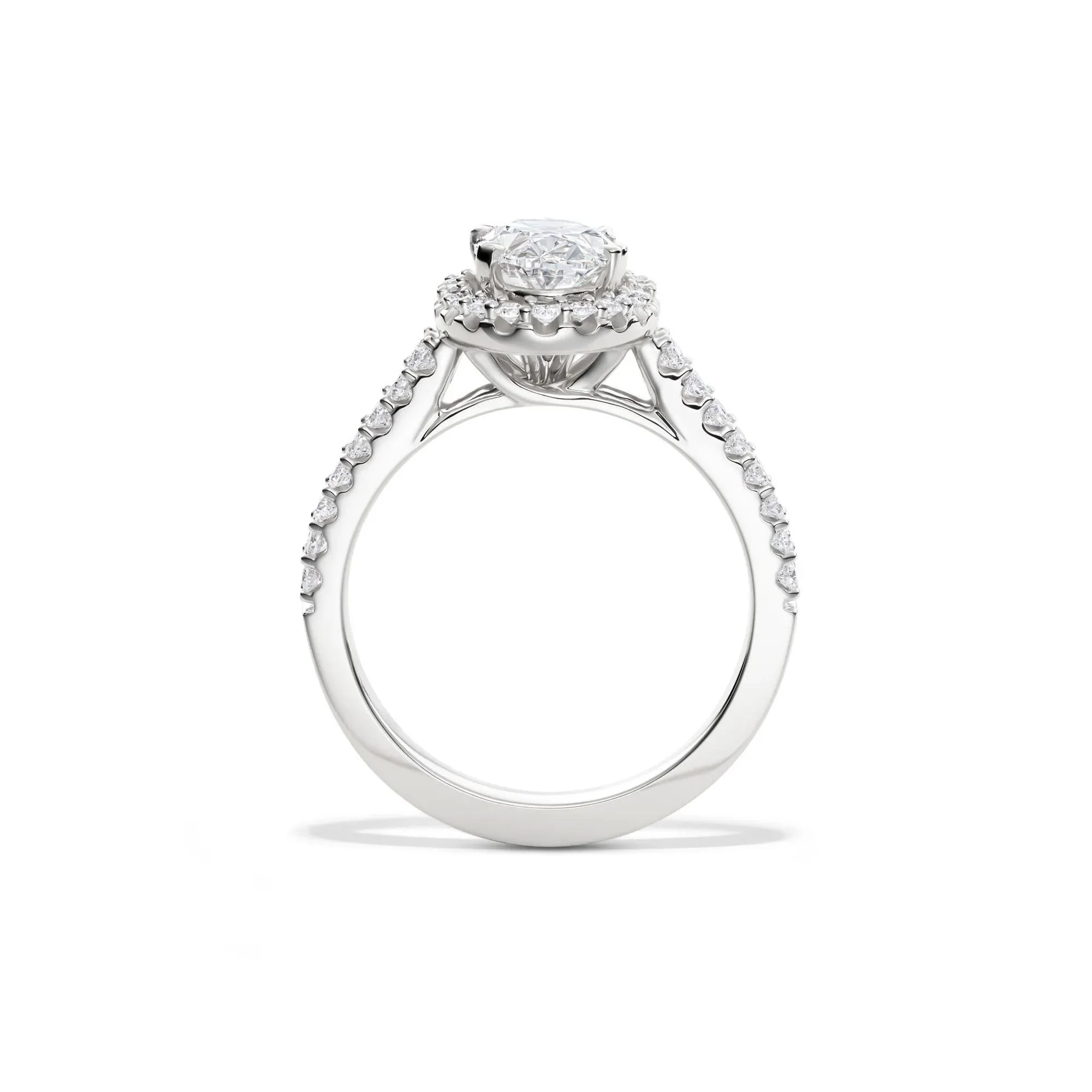 2 CT. Tw. Lab Grown Diamond Oval Halo Engagement Ring 14K White Gold Size 7.5 - Image 2