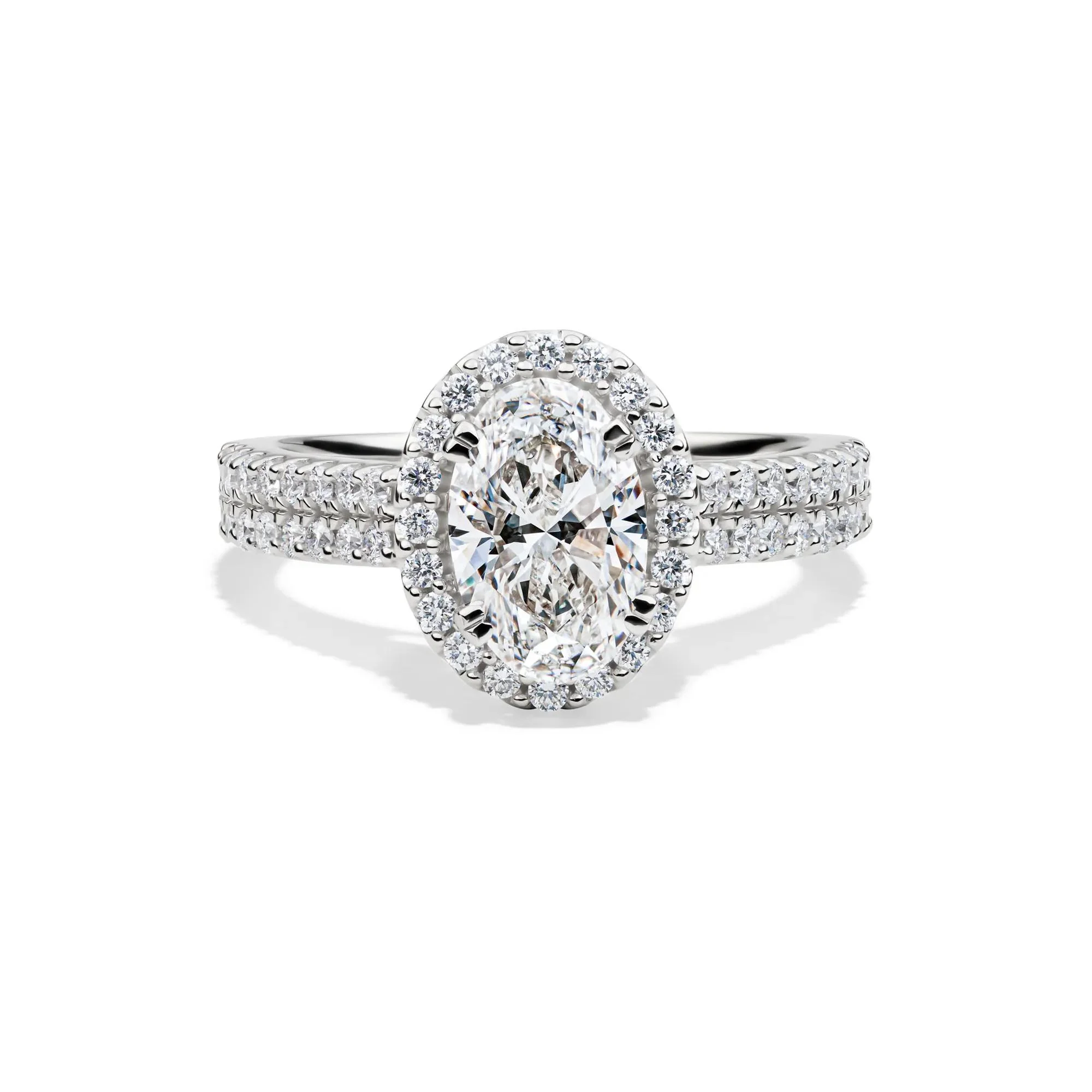 2 CT. Tw. Lab Grown Diamond Oval Halo Engagement Ring 14K White Gold Size 8.5