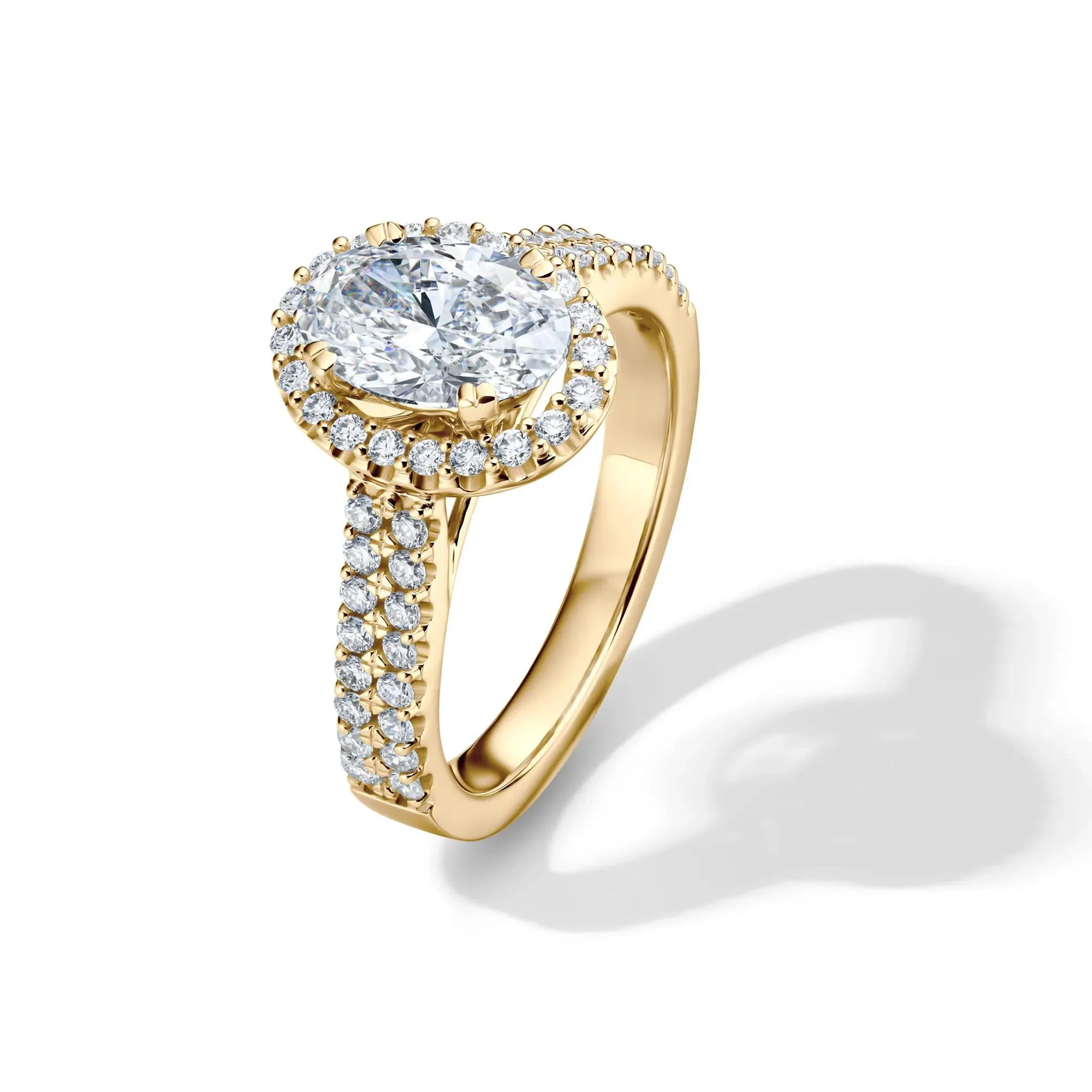 2 CT. Tw. Lab Grown Diamond Oval Halo Engagement Ring 14K Yellow Gold Size 7 - Image 4