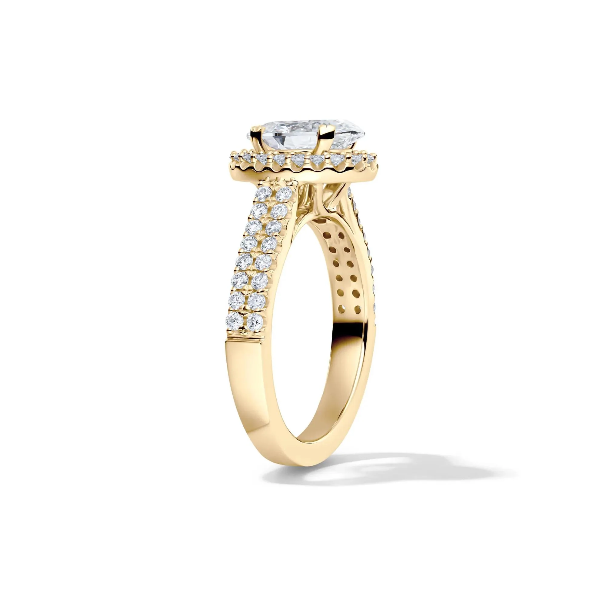 2 CT. Tw. Lab Grown Diamond Oval Halo Engagement Ring 14K Yellow Gold Size 9 - Image 3