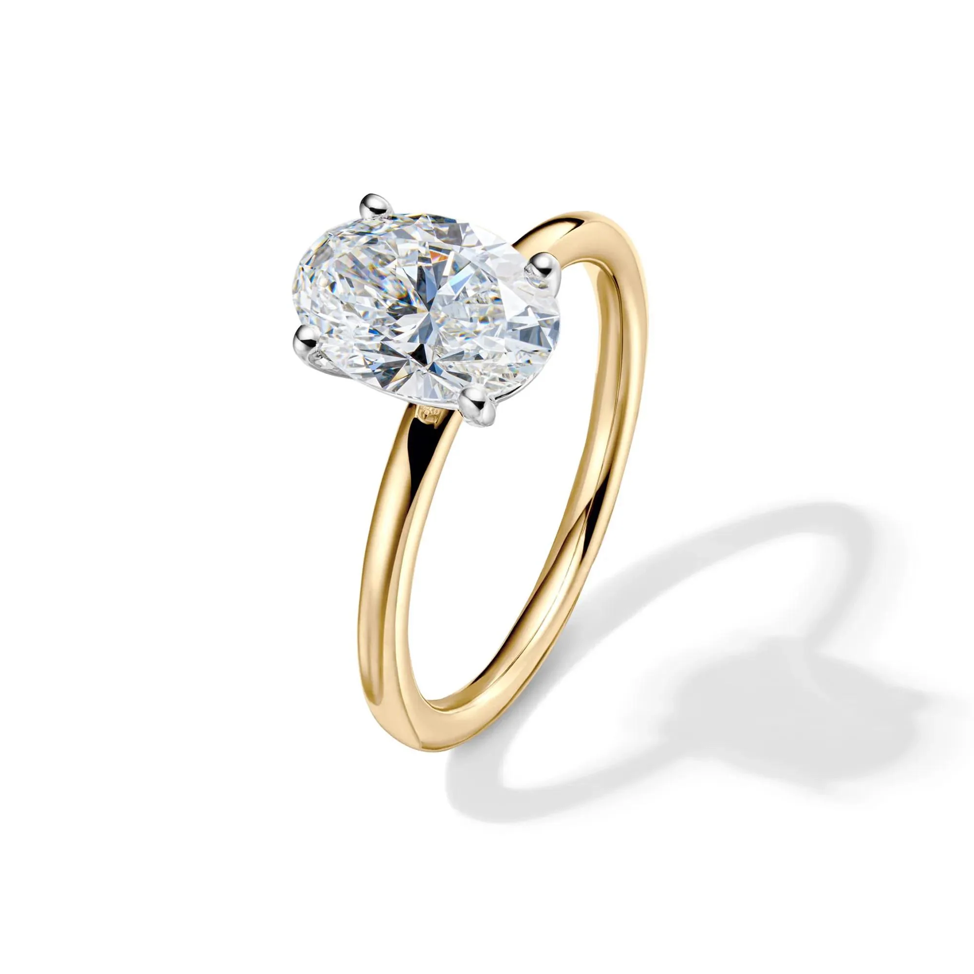 Lab Grown Diamond Oval Solitaire Engagement Ring 14K Yellow Gold (2 CT.) Size 12 2mm - Image 4